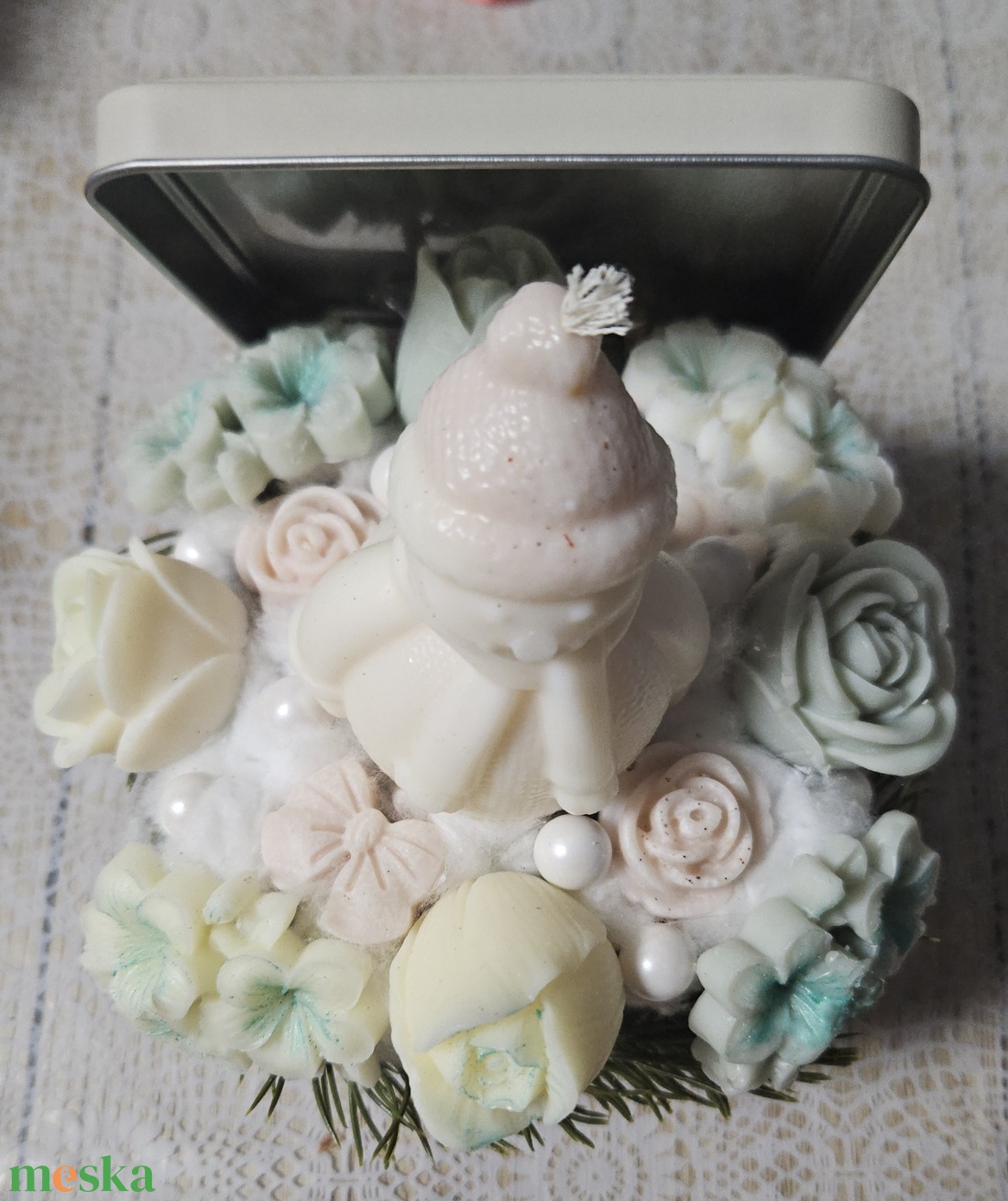 Karácsonyi illatviasz virág box (fehér) -  - Meska.hu