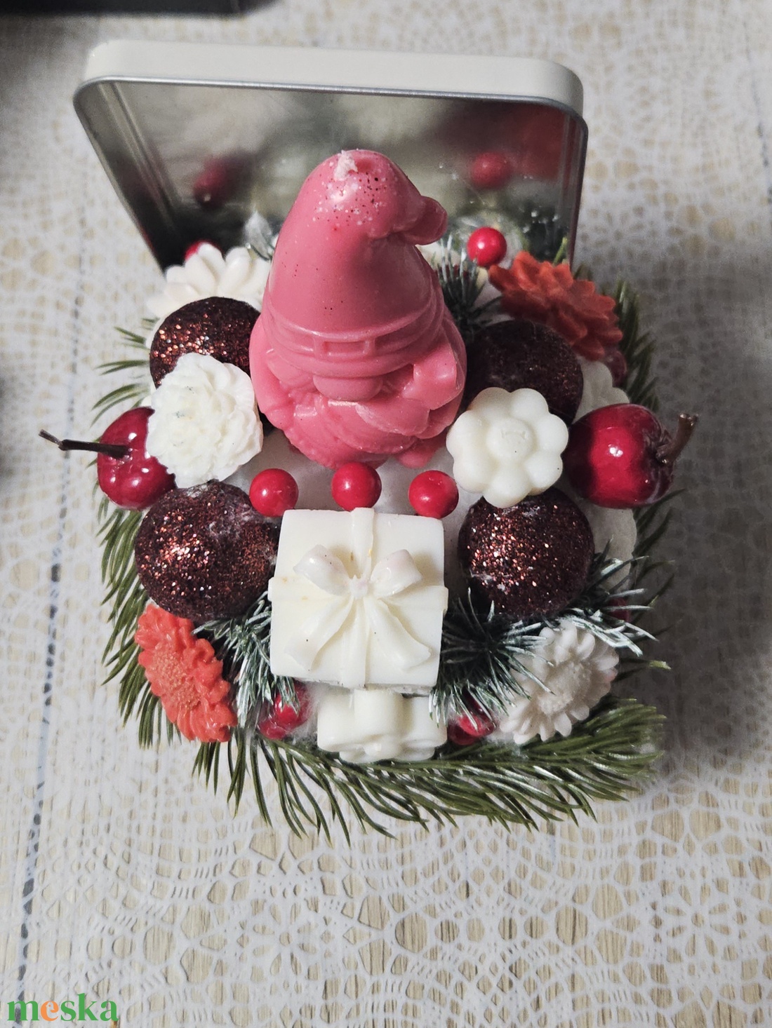 Karácsonyi illatviasz virág box (piros) -  - Meska.hu