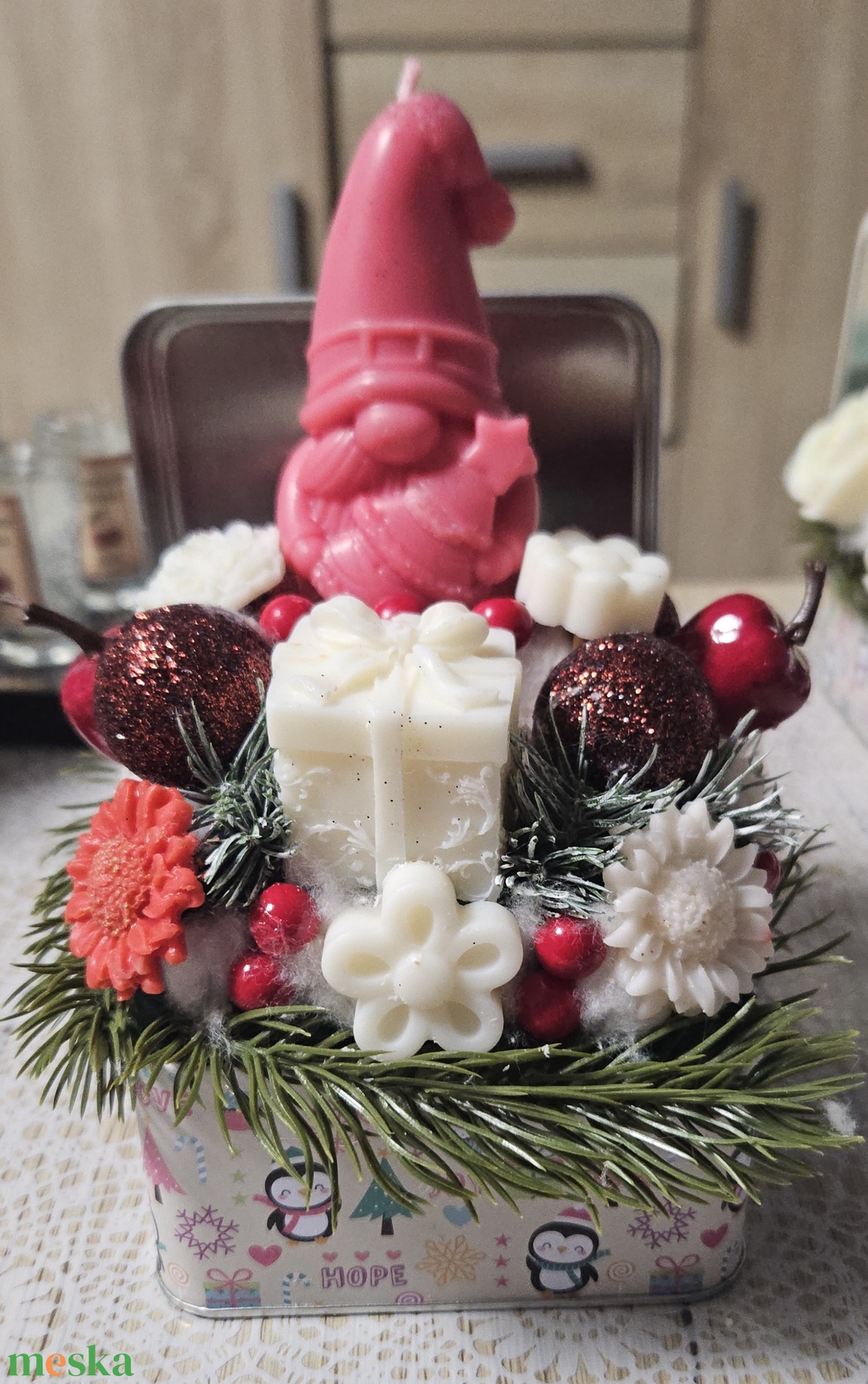 Karácsonyi illatviasz virág box (piros) -  - Meska.hu