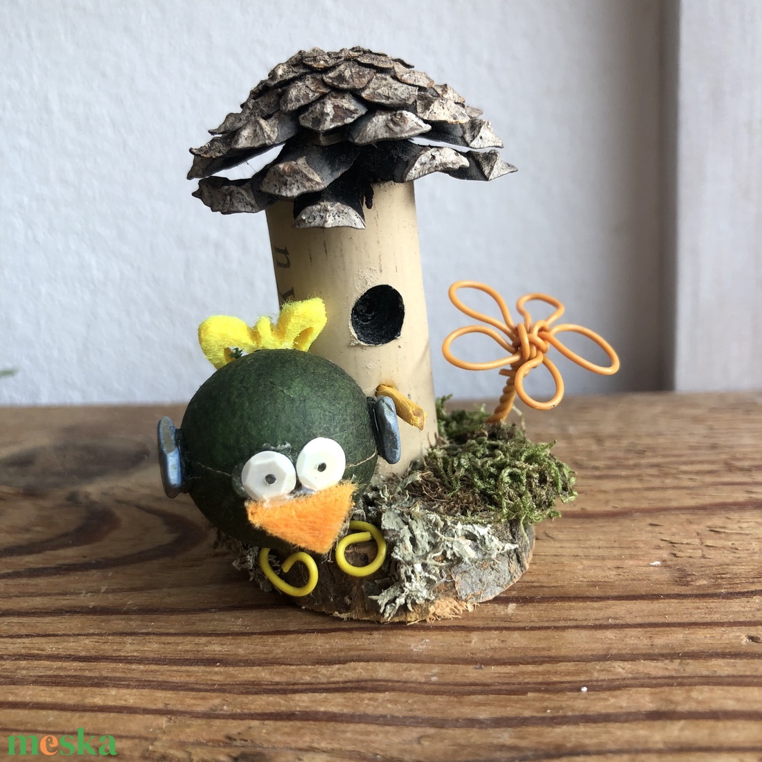 Madárodú asztaldísz dugóból (upcycling) - otthon & életmód - dekoráció - asztal és polc dekoráció - asztaldísz - Meska.hu