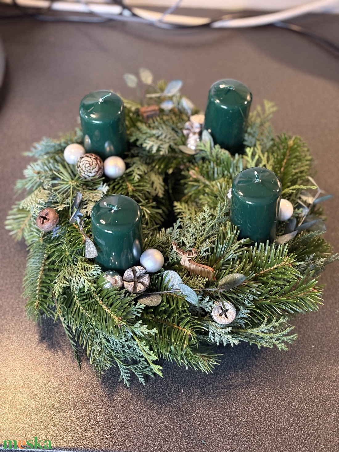Adventi koszorú zöld  - karácsony - adventi díszek - adventi gyertyadíszek és koszorúdíszek - Meska.hu