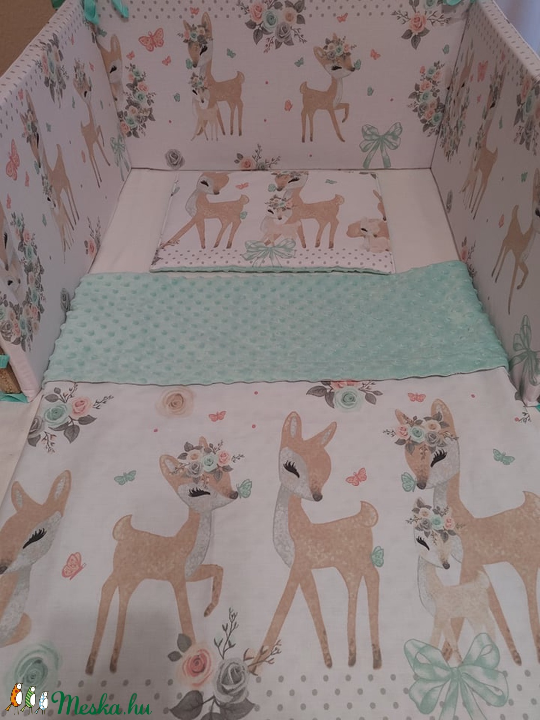 ,,ZOLICA Egyedi őzikés babaágynemű szett - otthon & életmód - babaszoba, gyerekszoba - baba ágynemű - Meska.hu