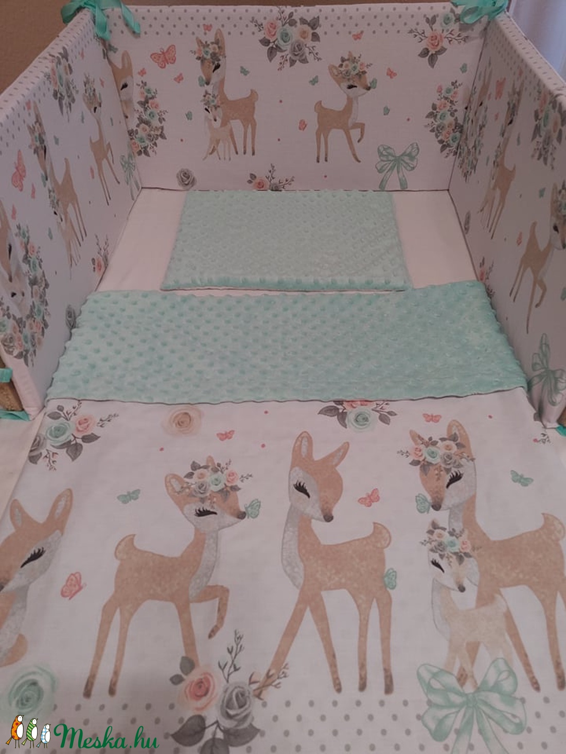 ,,ZOLICA Egyedi őzikés babaágynemű szett - otthon & életmód - babaszoba, gyerekszoba - baba ágynemű - Meska.hu