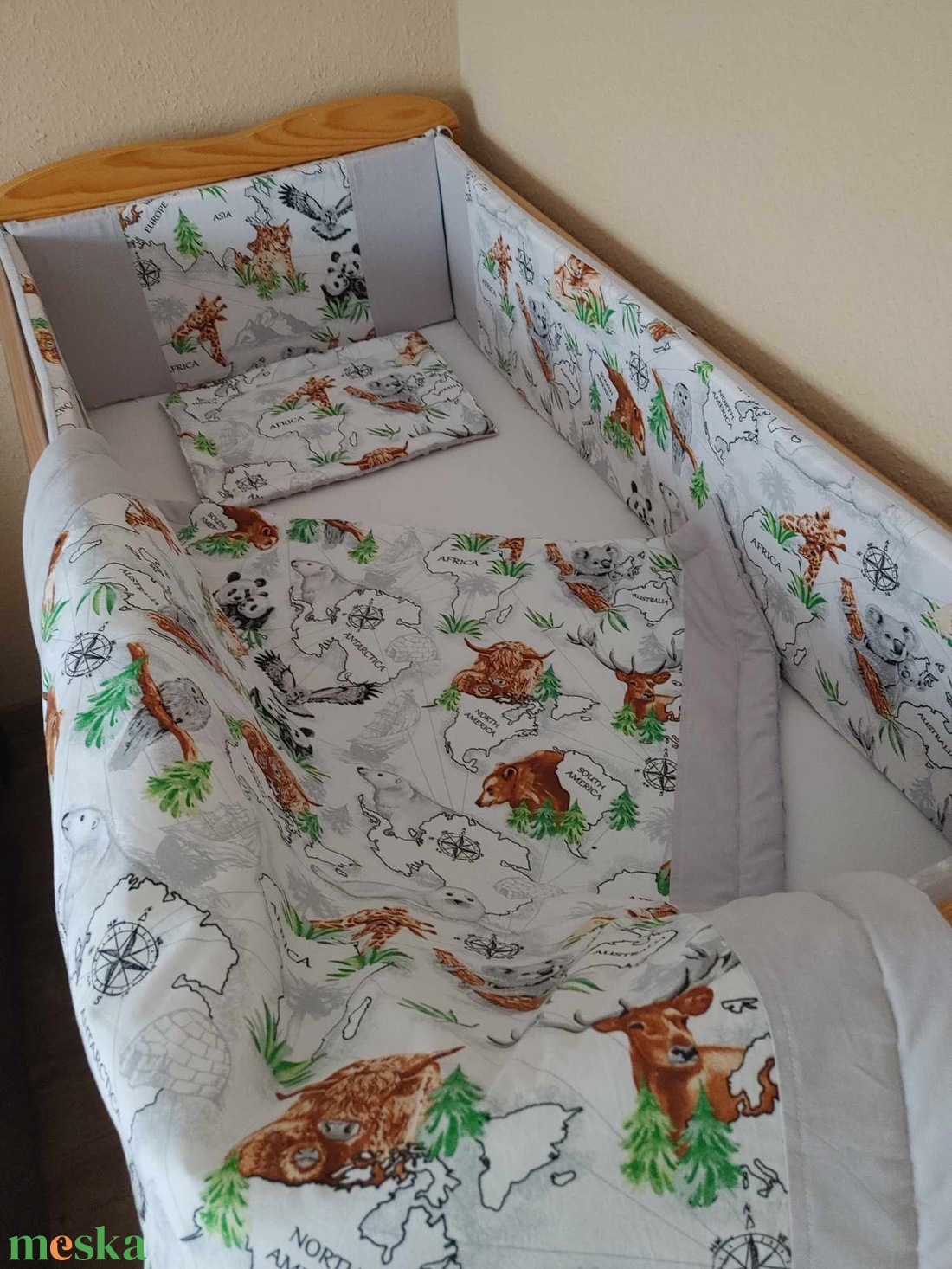 ,,ZOLICA Babaágynemű szett 3 részes - kontinensek meséi - otthon & életmód - babaszoba, gyerekszoba - baba ágynemű - Meska.hu