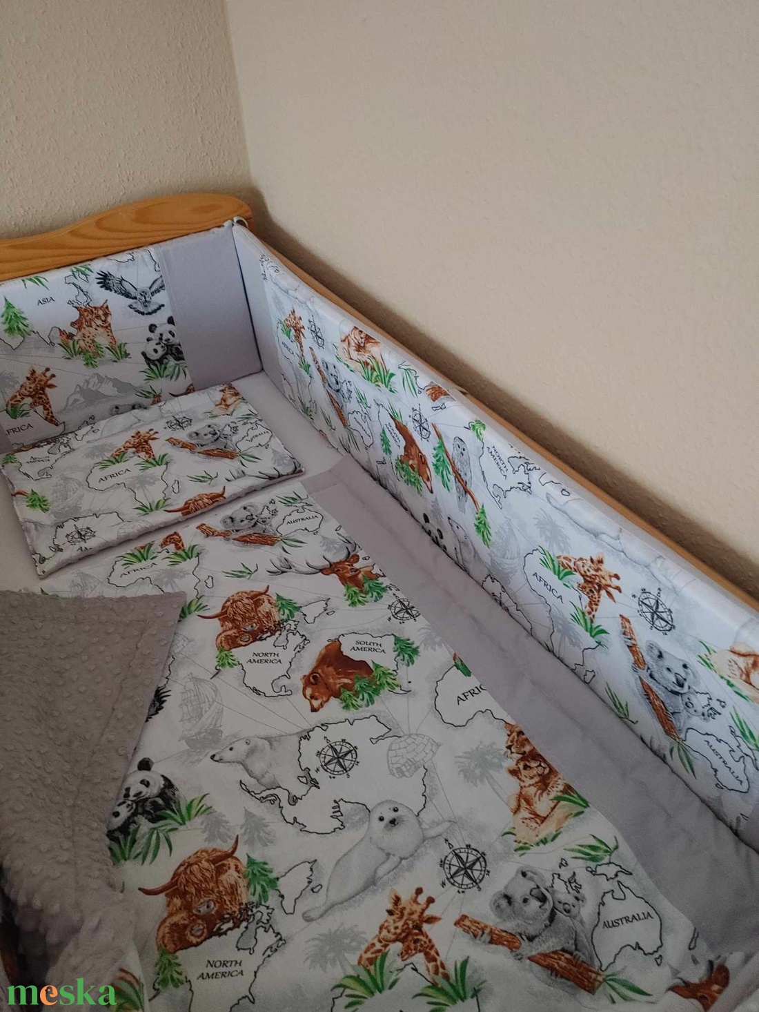,,ZOLICA Babaágynemű szett 3 részes - kontinensek meséi - otthon & életmód - babaszoba, gyerekszoba - baba ágynemű - Meska.hu