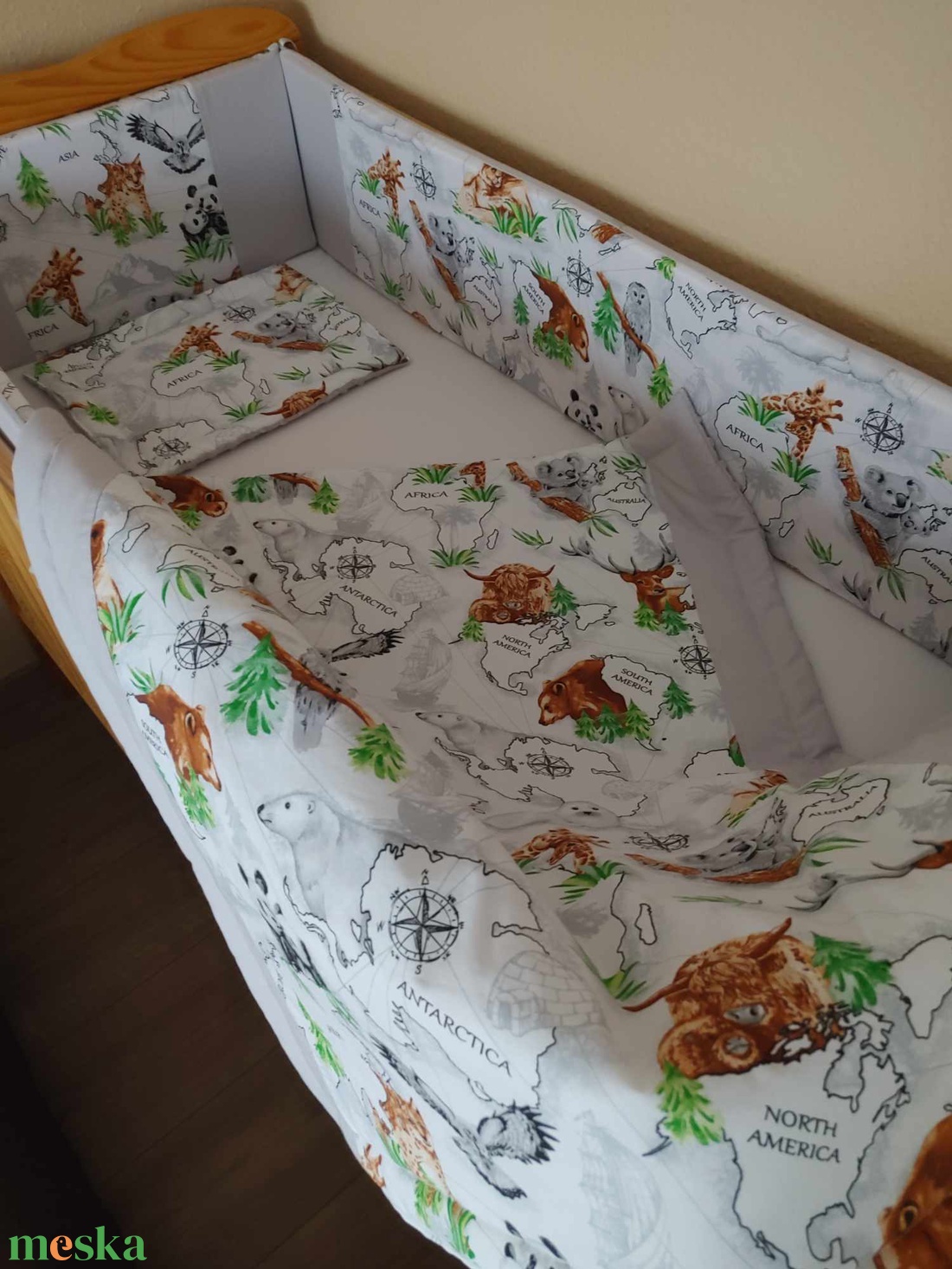 ,,ZOLICA Babaágynemű szett 3 részes - kontinensek meséi - otthon & életmód - babaszoba, gyerekszoba - baba ágynemű - Meska.hu