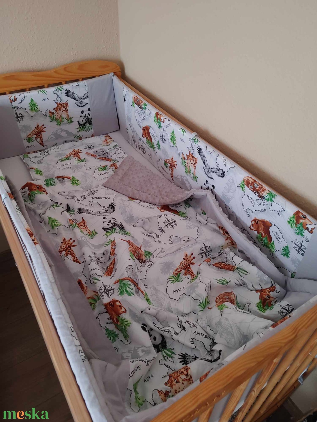 ,,ZOLICA Babaágynemű szett 3 részes - kontinensek meséi - otthon & életmód - babaszoba, gyerekszoba - baba ágynemű - Meska.hu