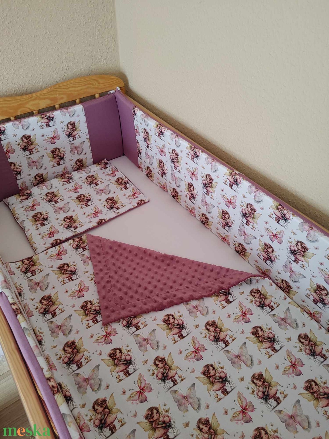 ,,ZOLICA Babaágynemű szett 3 részes PRÉMIUM - Pillangós tündérke - otthon & életmód - babaszoba, gyerekszoba - baba ágynemű - Meska.hu