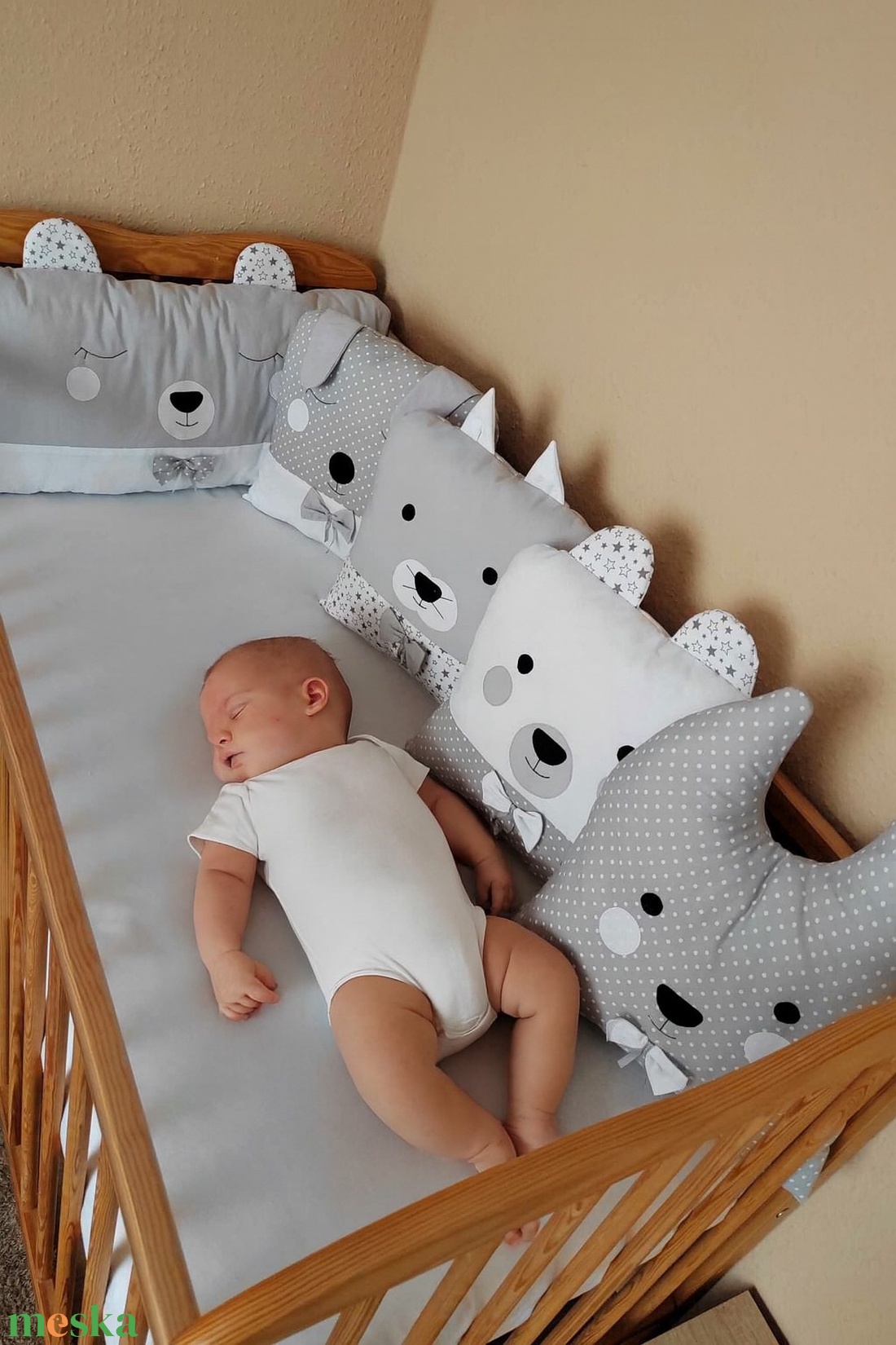 ,,ZOLICA Rácsvédő ÁLLATOS - Ezüst álomvilág - baba - mama - baba ágynemű - rácsvédő & baldachin - Meska.hu