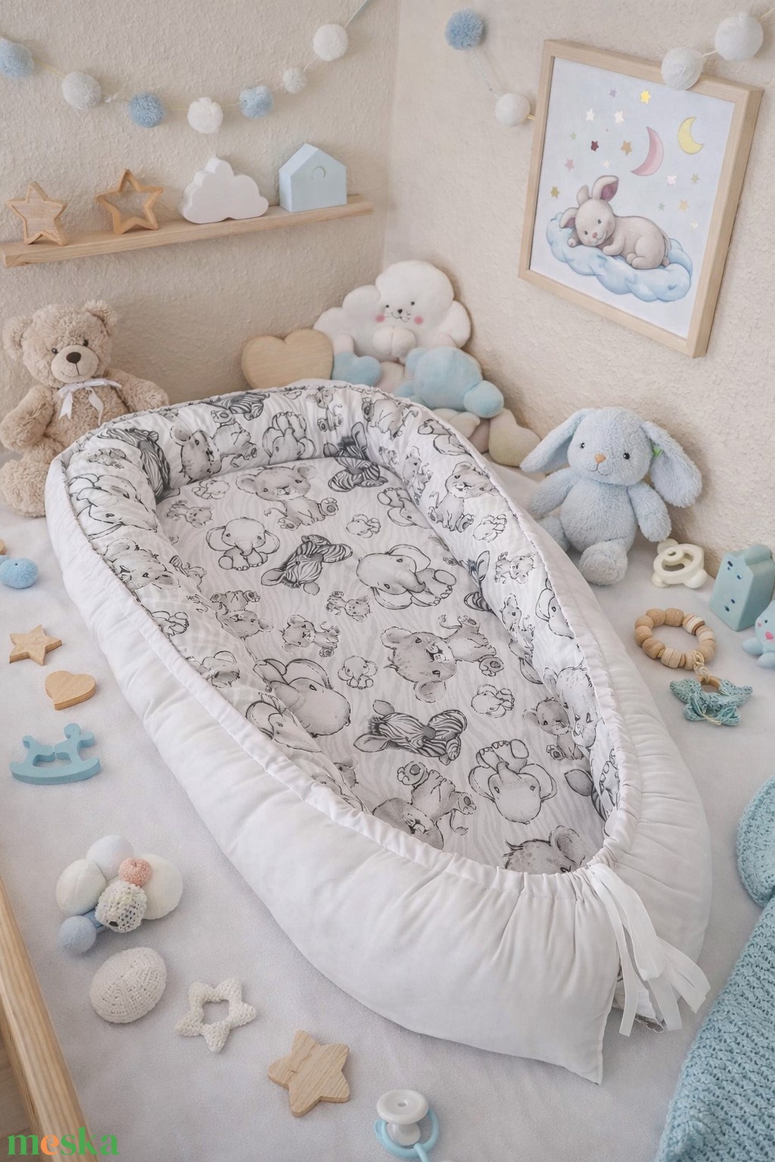 ,,ZOLICA Babafészek csepp alakú - safari - baba - mama - baba ágynemű - babafészek - Meska.hu