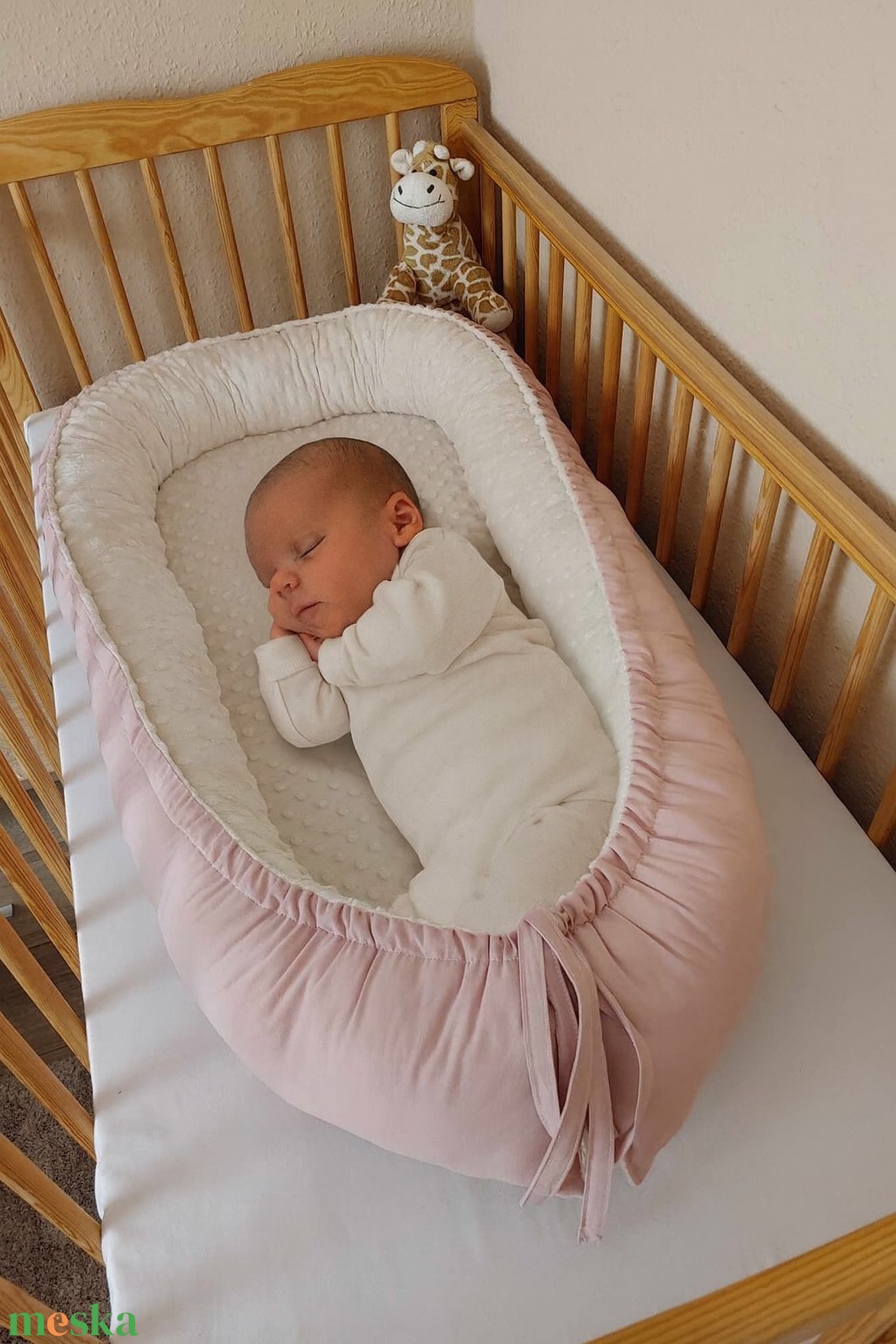 ,,ZOLICA Csepp alakú babafészek - Pasztellmályva, bézs - baba - mama - baba ágynemű - babafészek - Meska.hu