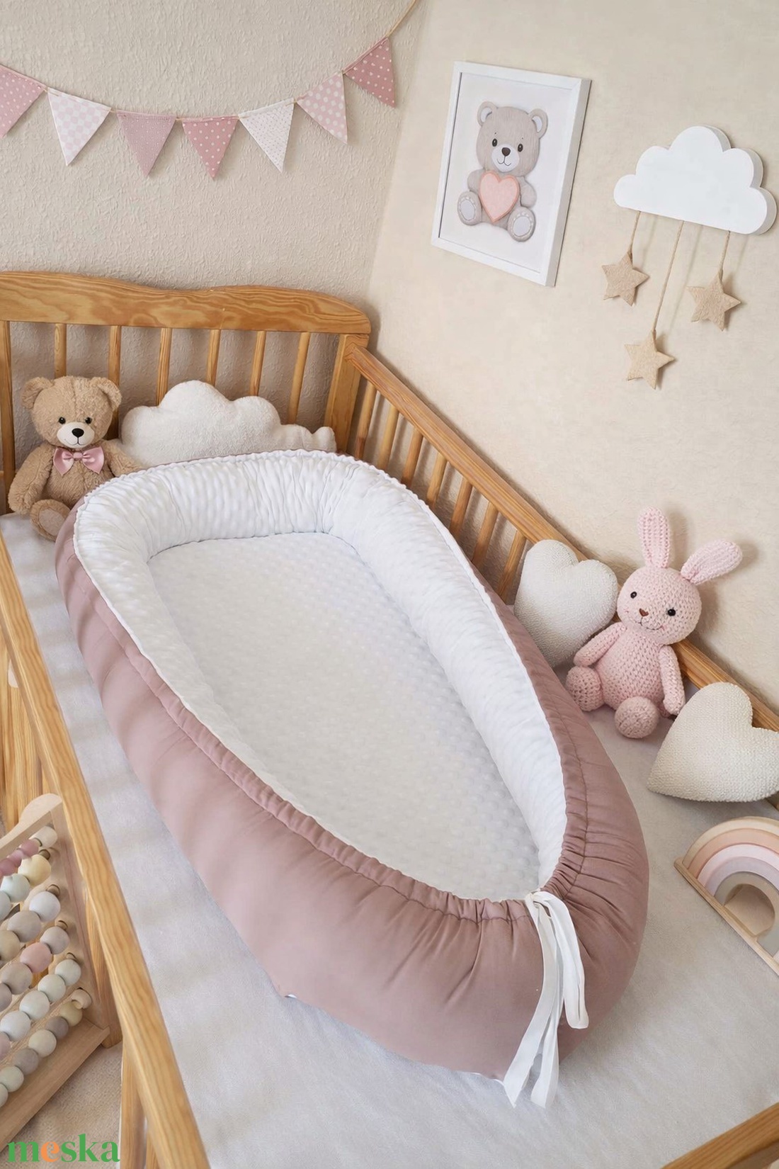 ,,ZOLICA Babafészek csepp alakú- Tejeskávé, fehér - baba - mama - baba ágynemű - babafészek - Meska.hu