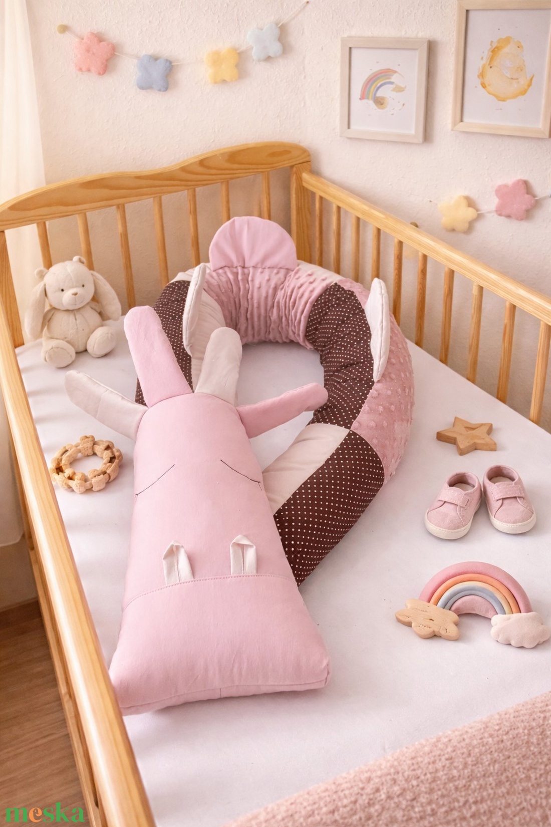 ,,ZOLICA Állatfejes hengerpárna/rácsvédő. SÁRKÁNY - mályva, bézs, barna - baba - mama - baba ágynemű - rácsvédő & baldachin - Meska.hu