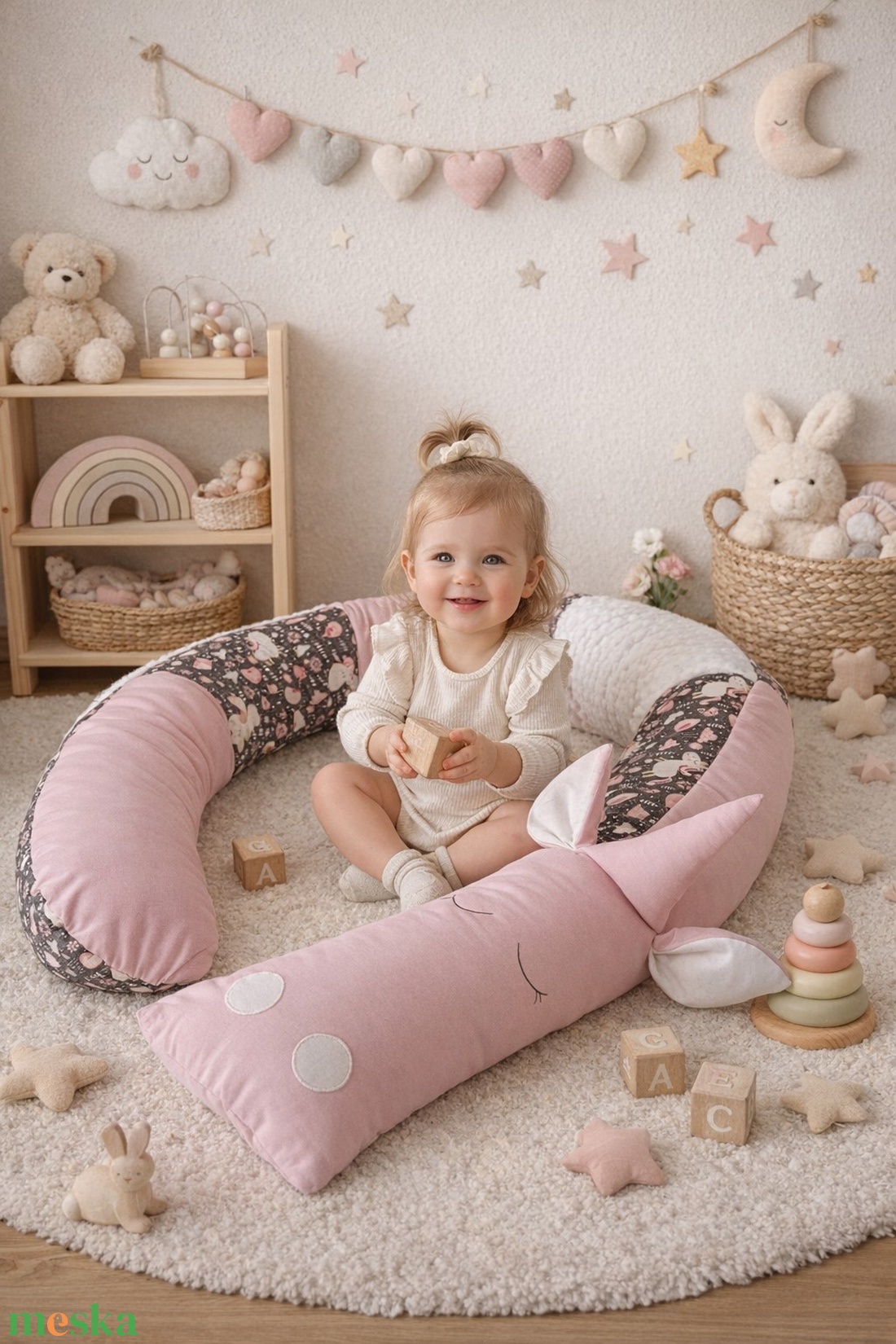 ,,ZOLICA Rácsvédő hengerpárna - Unicornis   - baba - mama - baba ágynemű - rácsvédő & baldachin - Meska.hu