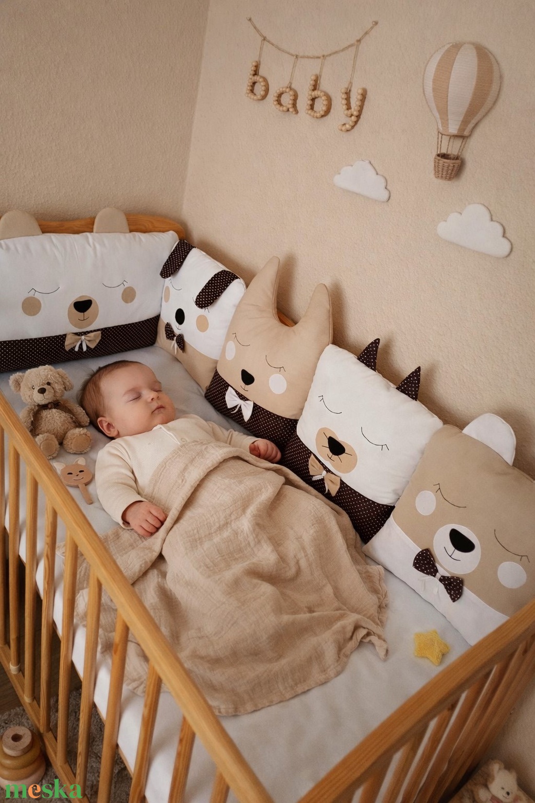 ,,ZOLICA Rácsvédő ÁLLATOS - Aranyló álomvilág - baba - mama - babaágyneműk - rácsvédő & baldachin - Meska.hu