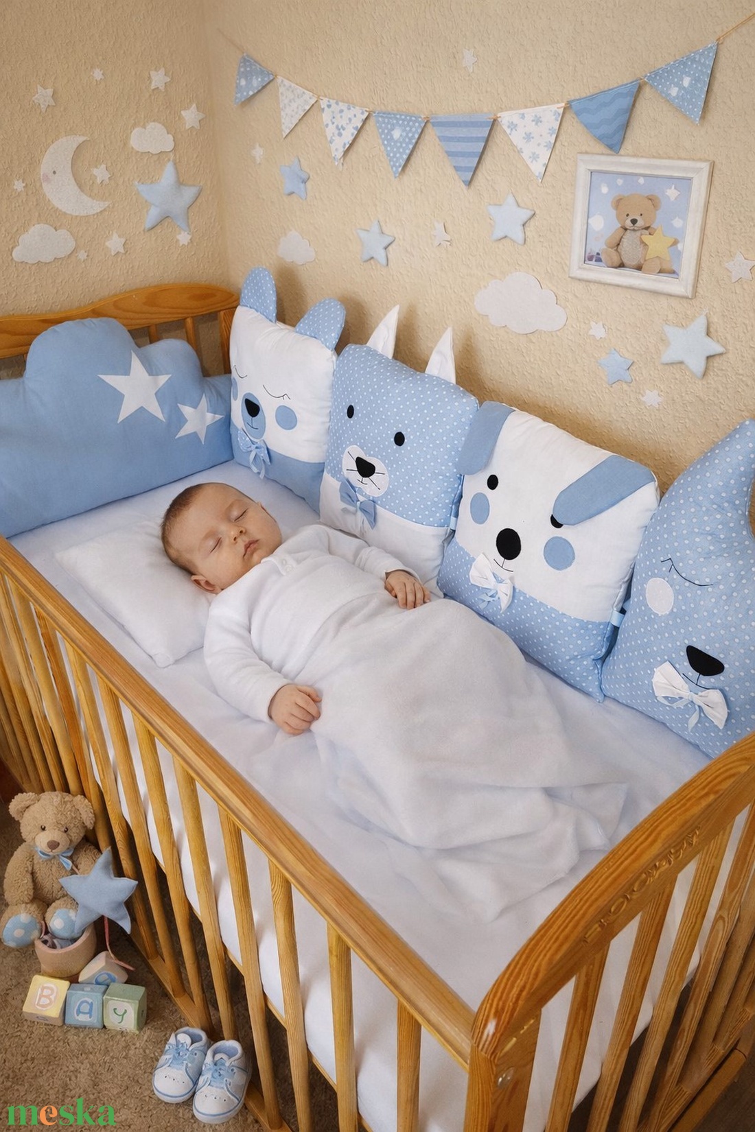 ,,ZOLICA Rácsvédő ÁLLATOS - Kék varázslat - baba - mama - baba ágynemű - rácsvédő & baldachin - Meska.hu