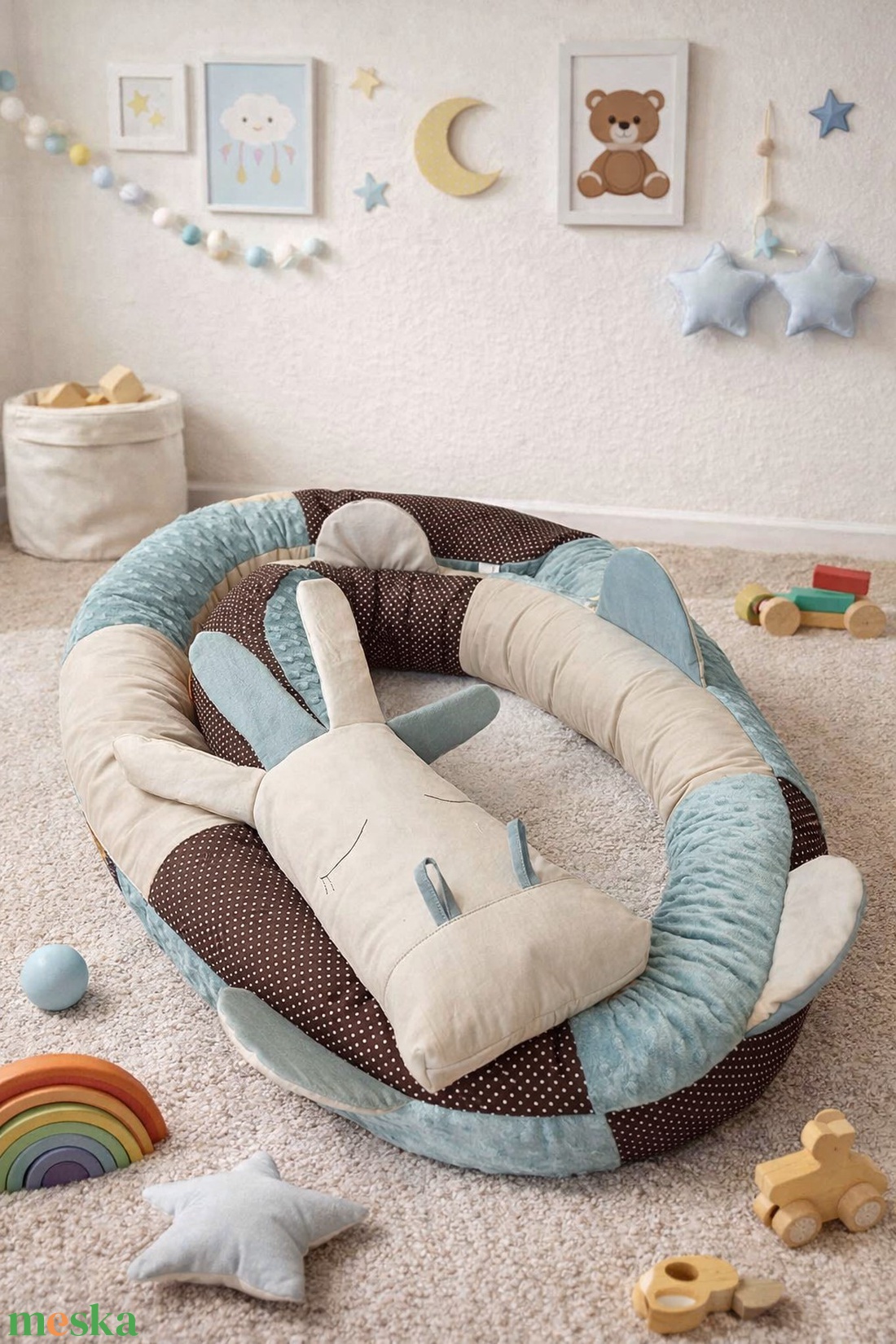 ,,ZOLICA Állatfejes hengerpárna / rácsvédő SÁRKÁNY - bézs, zsálya, barna - baba - mama - babaágyneműk - rácsvédő & baldachin - Meska.hu