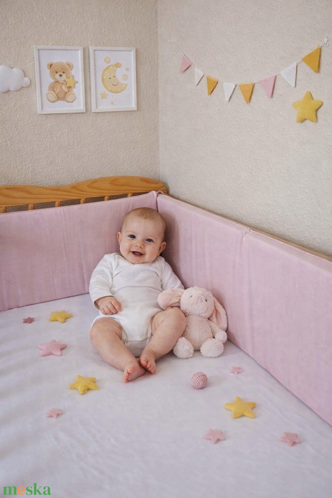 ,,ZOLICA Rácsvédő MAGAS szivacsos - Pasztellmályva - baba - mama - baba ágynemű - rácsvédő & baldachin - Meska.hu