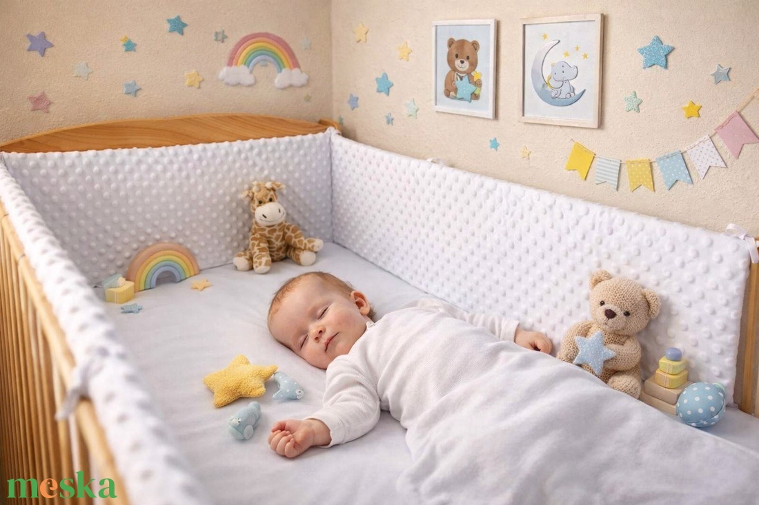 ,,ZOLICA Rácsvédő szivacsos - fehér - baba - mama - baba ágynemű - rácsvédő & baldachin - Meska.hu