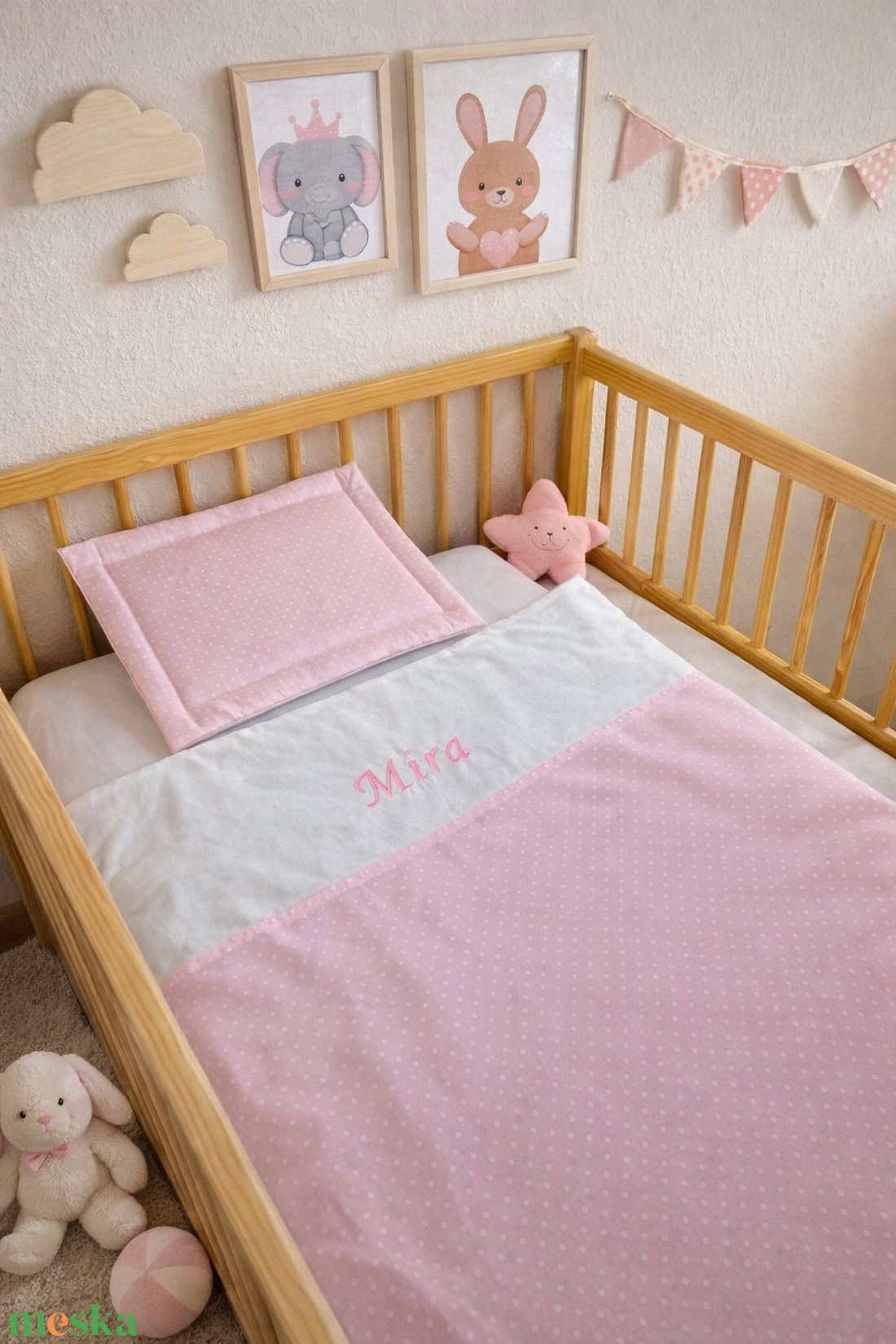 ,,ZOLICA Baba/gyermekágynemű szett 2 részes HÍMZETT NEVES  - baba - mama - babaágyneműk - baba ágynemű - Meska.hu