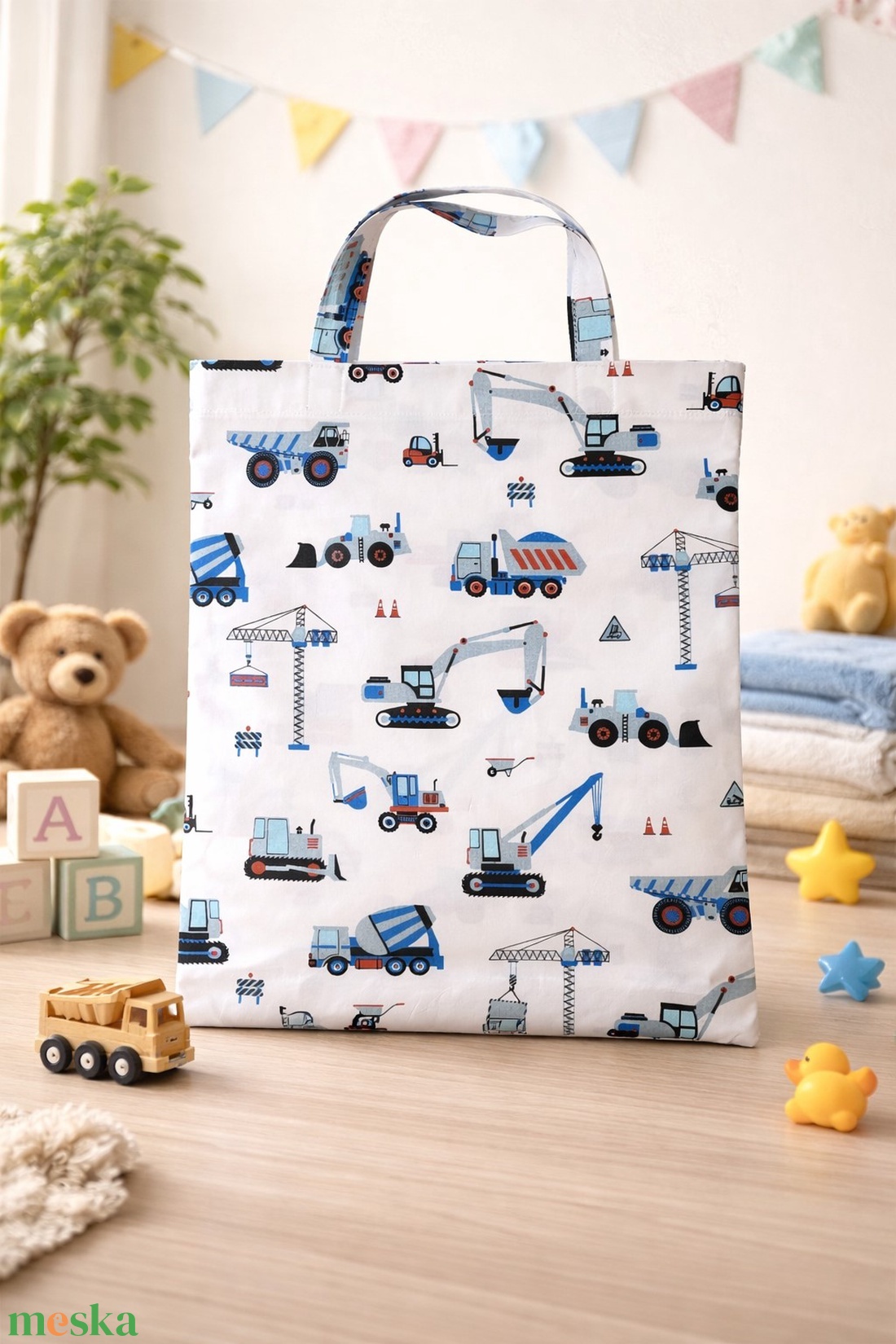 Ovis ágyneműtartó táska - Kék dózer - játék & sport - ovis felszerelés - egyéb ovis kiegészítő - Meska.hu