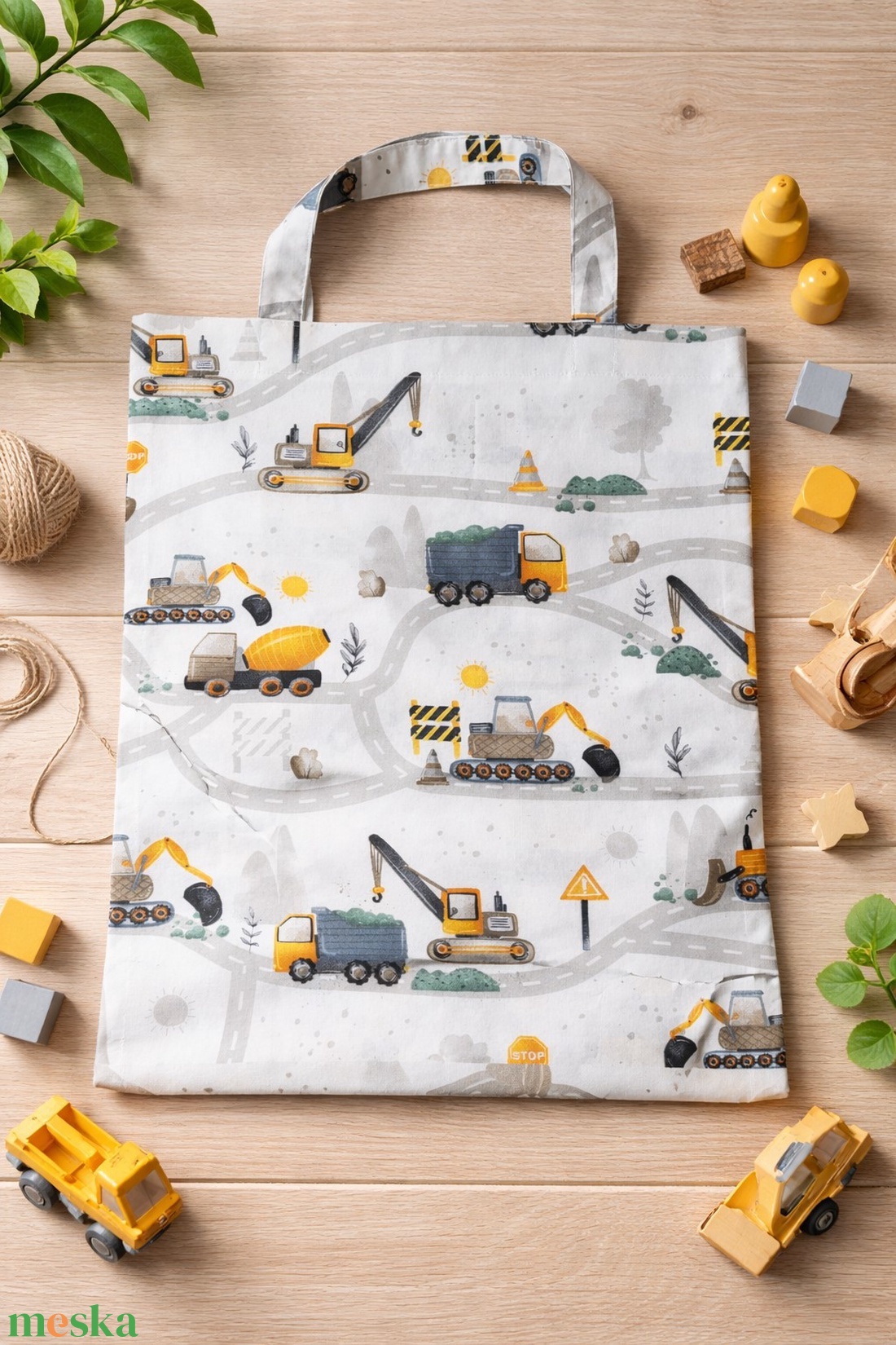 ,,ZOLICA Ovis ágyneműtartó táska - Munkagépek az úton - játék & sport - ovis felszerelés - egyéb ovis kiegészítő - Meska.hu