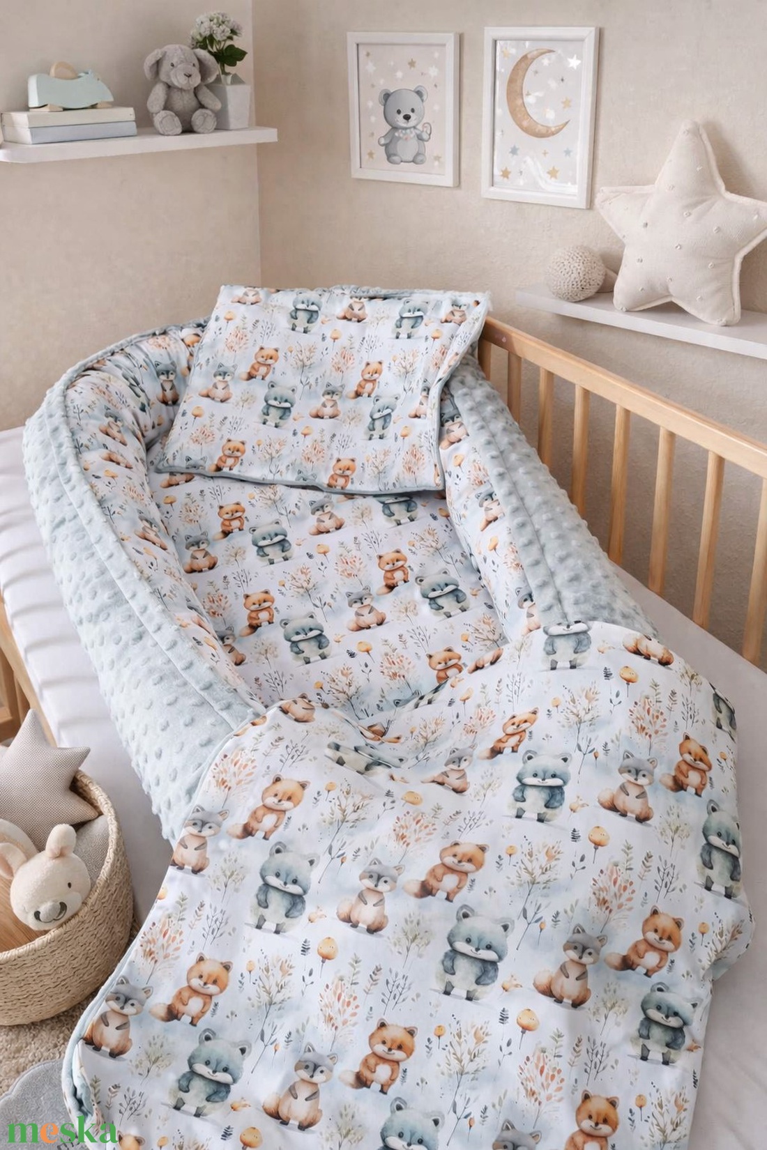 ,,ZOLICA Babafészek szett PRÉMIUM PAMUTSZATÉN - Mini kalandorok - baba - mama - baba ágynemű - babafészek - Meska.hu