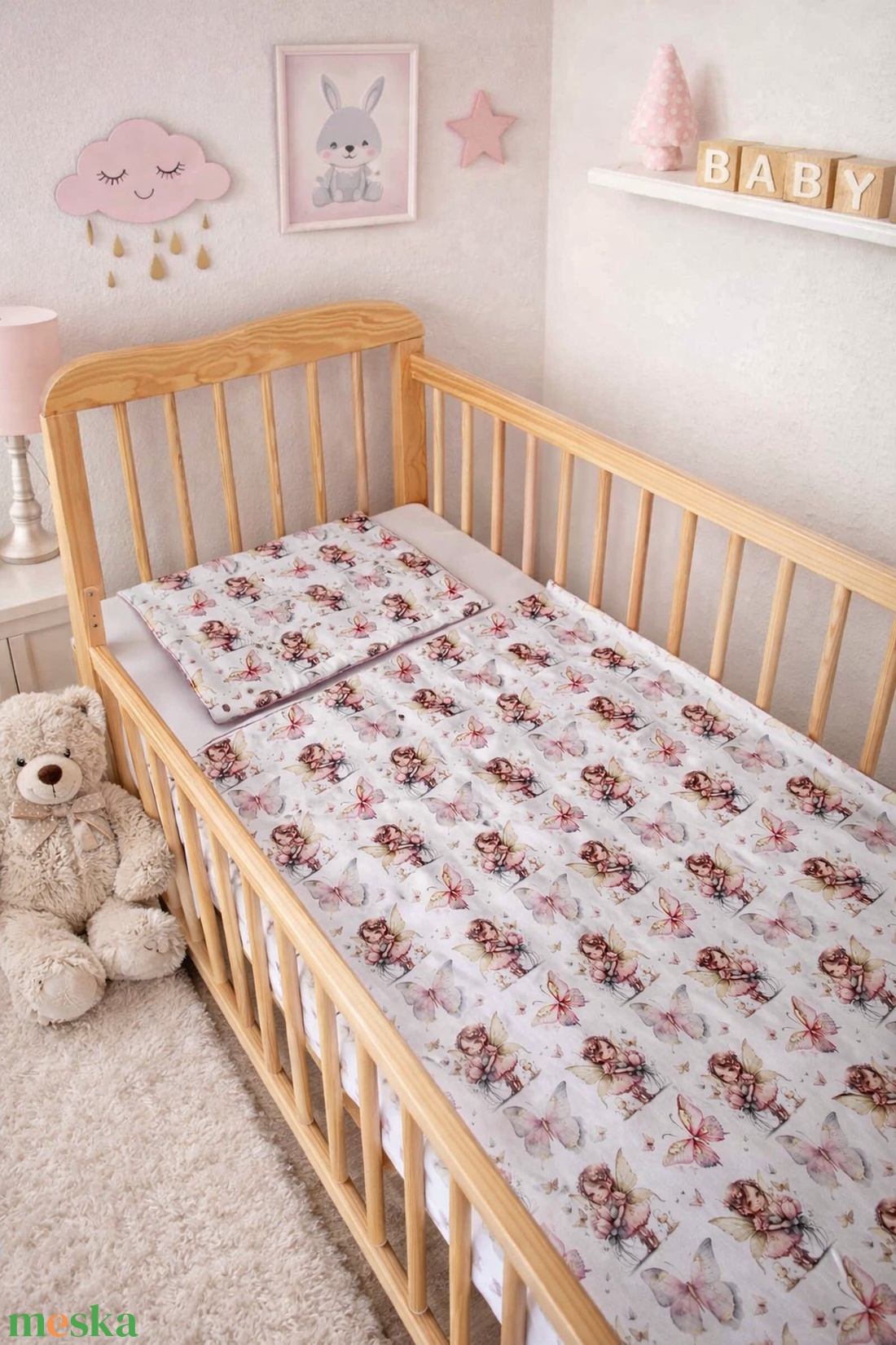 ,,ZOLICA Baba / gyermekágynemű szett 2 részes PRÉMIUM - pillangós tündérke - baba - mama - baba ágynemű - szett kiságyba - Meska.hu