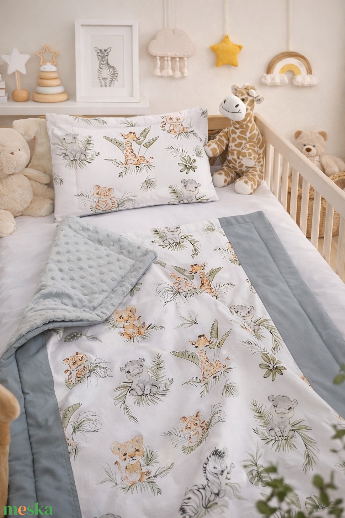 ,,ZOLICA Baba / gyermekágynemű szett 2 részes - vadállat kölykök - baba - mama - baba ágynemű - szett kiságyba - Meska.hu