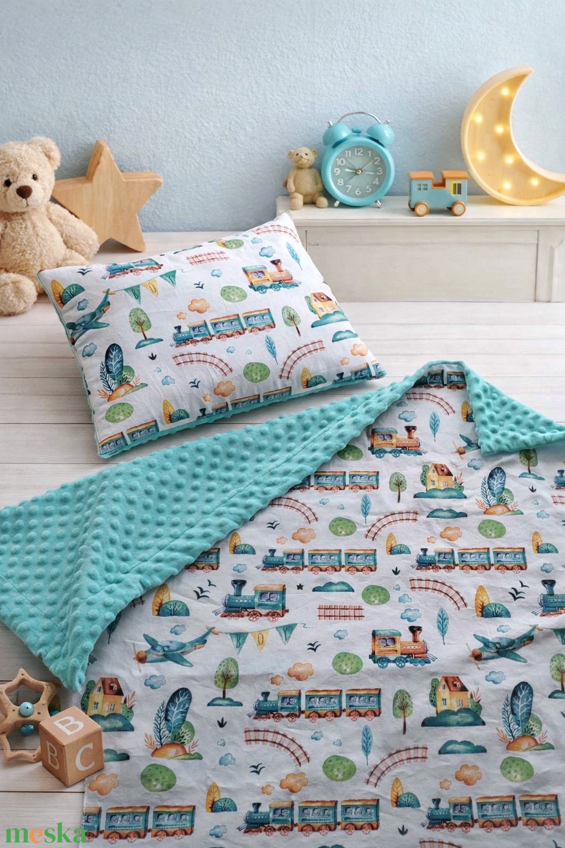 ,,ZOLICA Gyermekágynemű szett 2 részes - Mozdony mese - játék & sport - ovis felszerelés - ovis ágynemű - Meska.hu