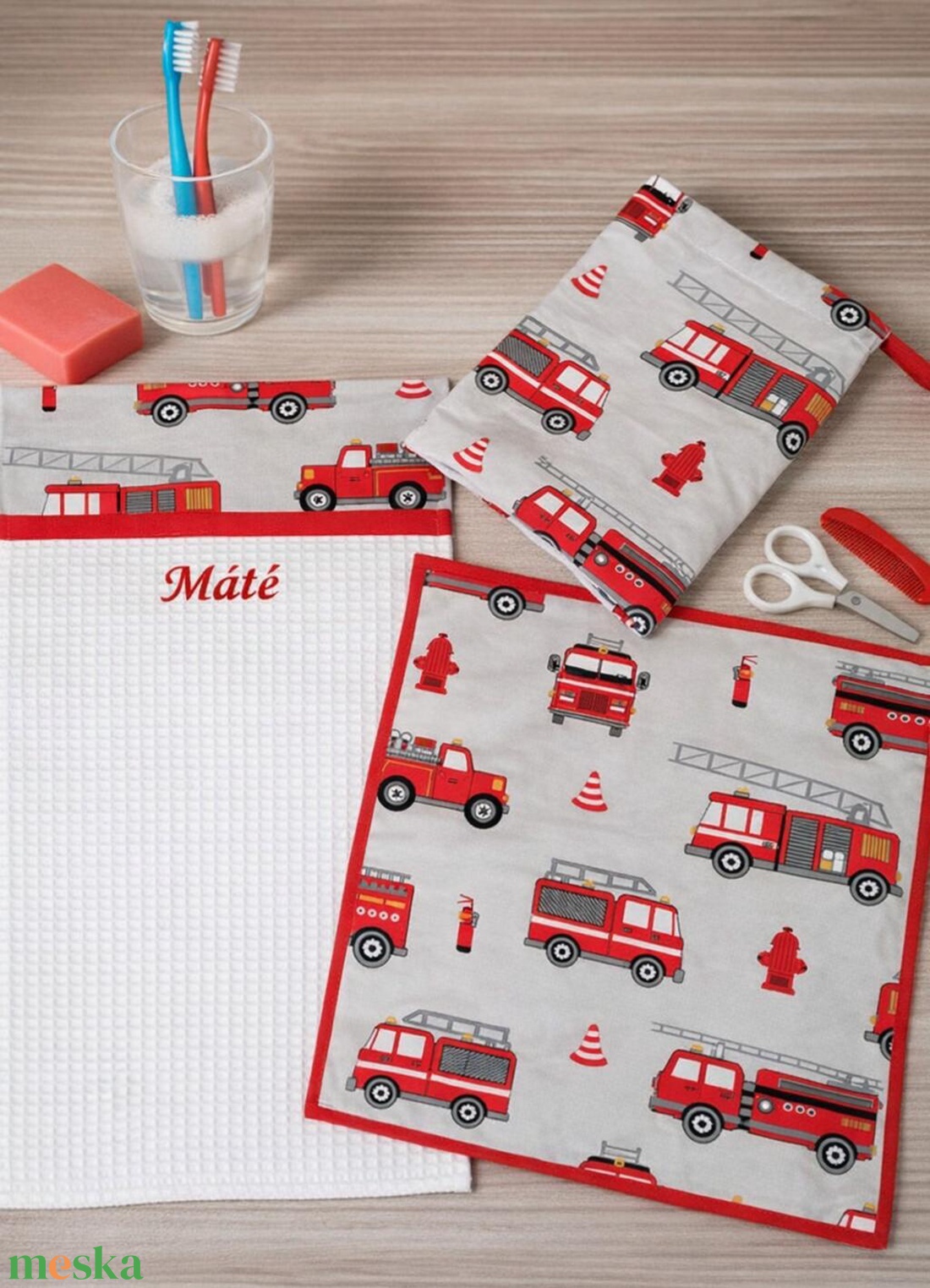 ,,ZOLICA Iskolai tisztasági csomag - Tűzoltó autók - játék & sport - ovis felszerelés - tisztasági csomag - Meska.hu