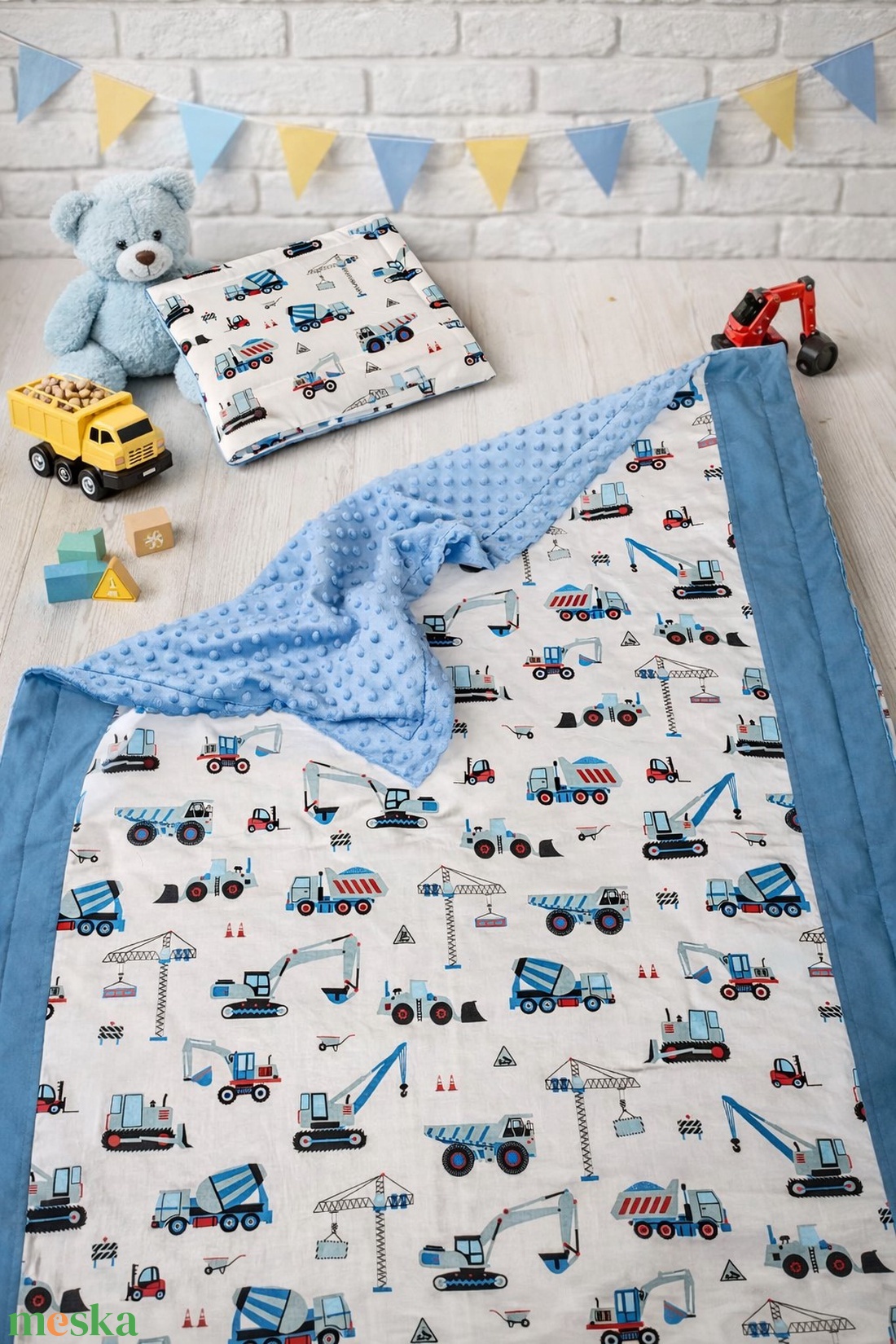 ,,ZOLICA Gyermekágynemű szett 2 részes - Kék dózer - játék & sport - ovis felszerelés - ovis ágynemű - Meska.hu