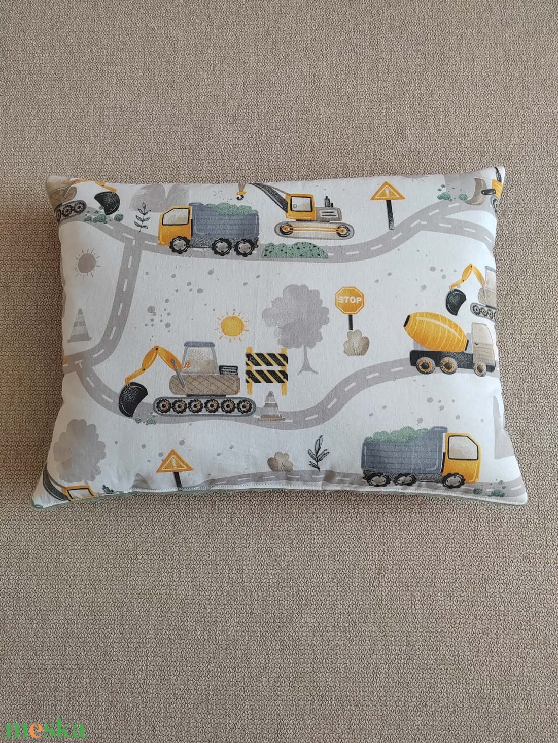 ,,ZOLICA Gyermekpárna PRÉMIUM - Munkagépek az úton - játék & sport - ovis felszerelés - ovis párna, kispárna - Meska.hu