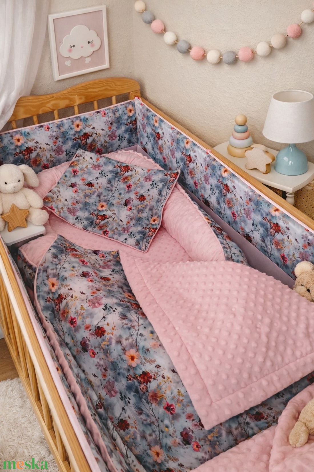 Babaágynemű szett 4 részes PRÉMIUM - virágtenger - baba - mama - baba ágynemű - szett kiságyba - Meska.hu