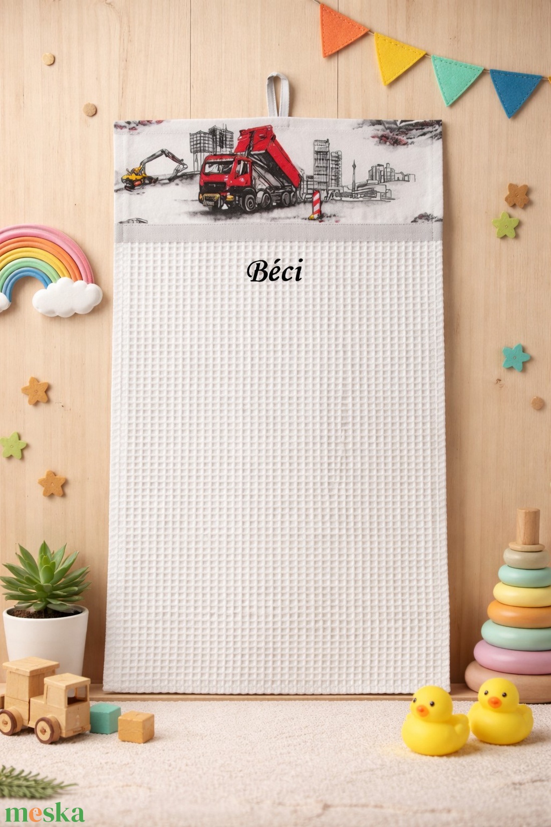 ,,ZOLICA Ovis kéztörlő PRÉMIUM - Dömper és barátai - játék & sport - ovis felszerelés - egyéb ovis kiegészítő - Meska.hu