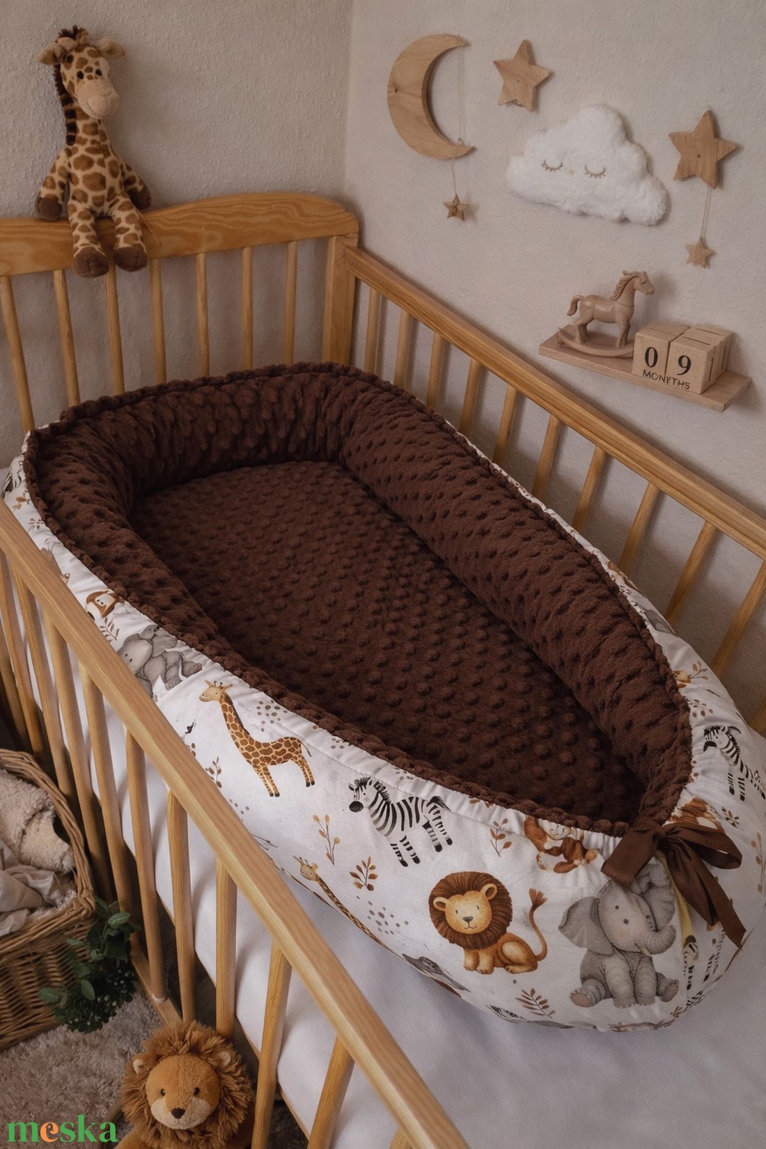 ,,ZOLICA Csepp alakú babafészek - Mini safari - baba - mama - baba ágynemű - babafészek - Meska.hu