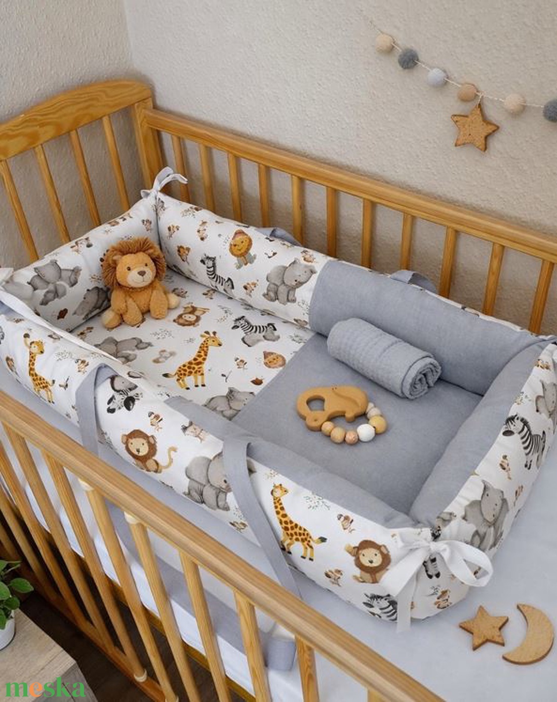 ,,ZOLICA Babafészek téglalap alakú - Mini safari - baba - mama - baba ágynemű - babafészek - Meska.hu