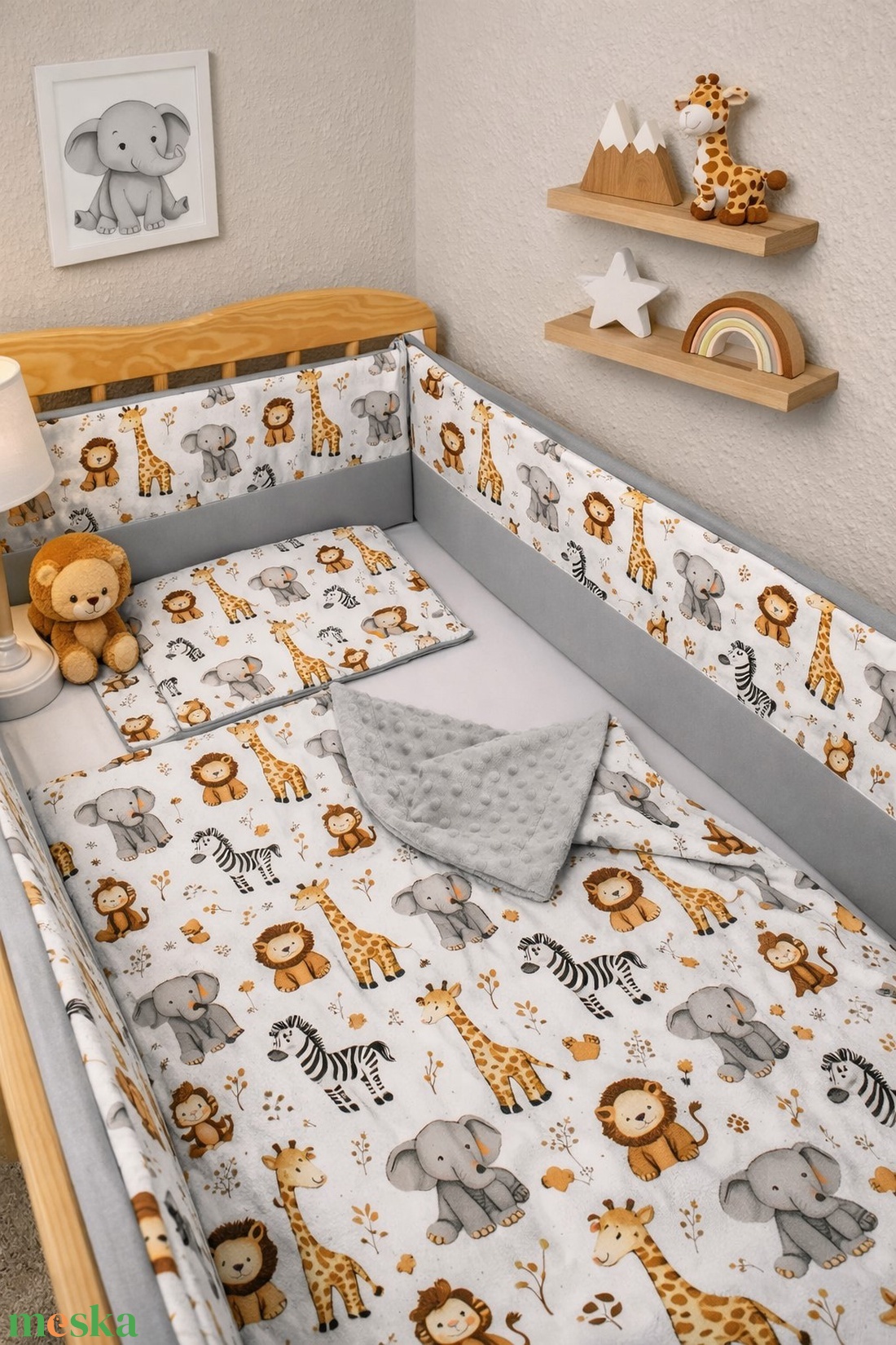 ,,ZOLICA Babaágynemű szett 3 részes - Mini safari - baba - mama - baba ágynemű - szett kiságyba - Meska.hu