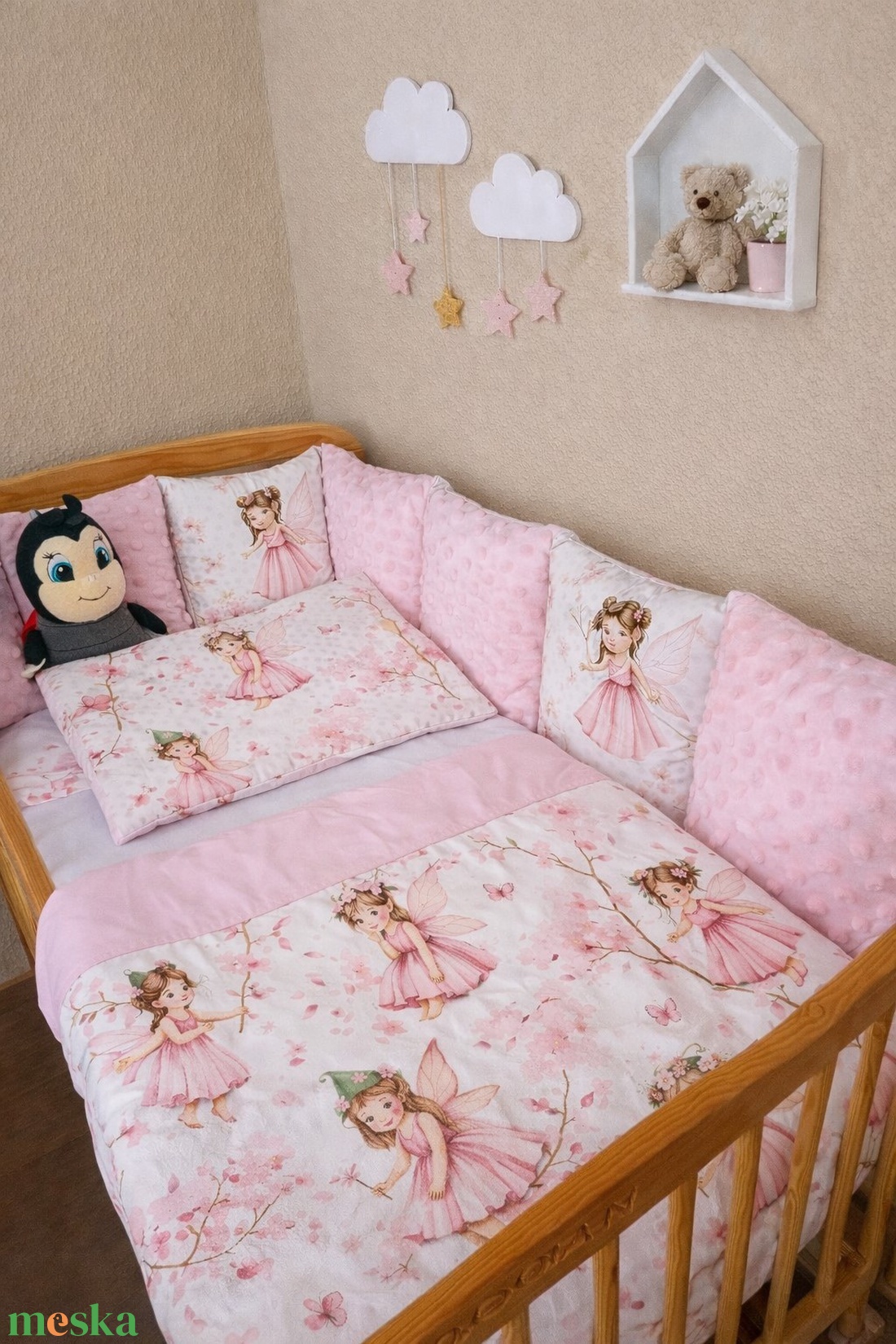 ,,ZOLICA Rácsvédő párnás PRÉMIUM - Tündérkert - baba - mama - baba ágynemű - rácsvédő & baldachin - Meska.hu