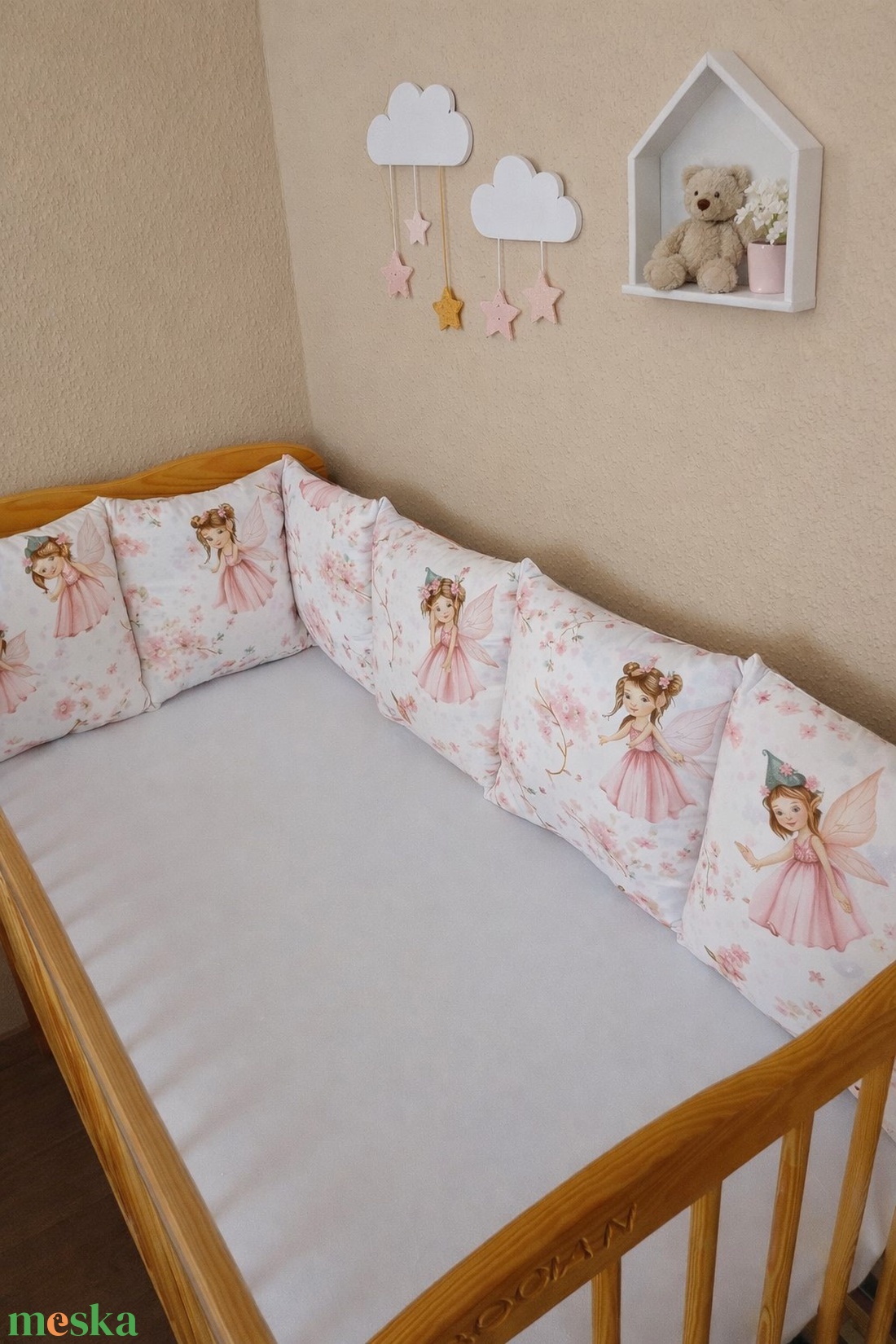 ,,ZOLICA Rácsvédő párnás PRÉMIUM - Tündérkert - baba - mama - baba ágynemű - rácsvédő & baldachin - Meska.hu