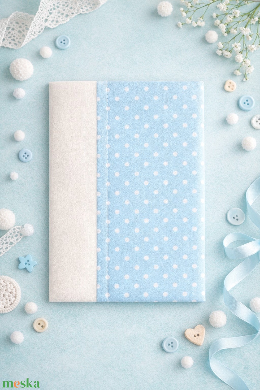 ,,ZOLICA Egészségügyi könyvborító - Kék pöttyös - baba - mama - babaemlékek - egészségügyi kiskönyv borító - Meska.hu
