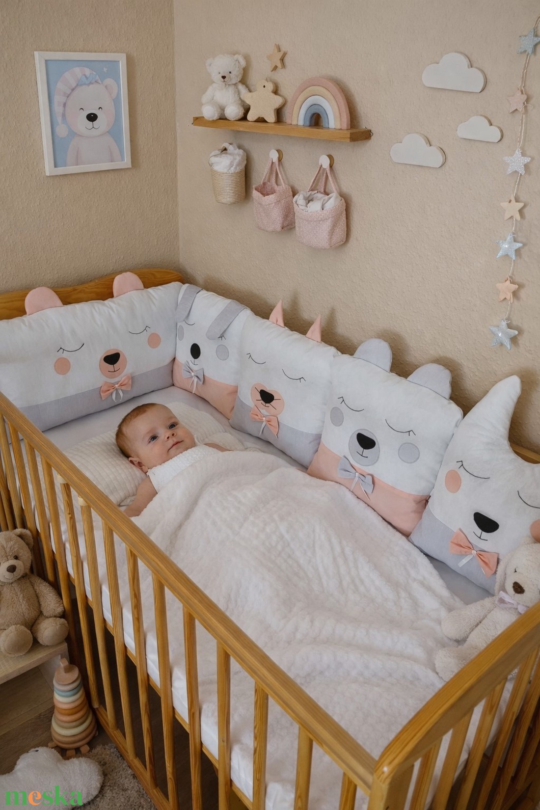 ,,ZOLICA Rácsvédő ÁLLATOS - Hamvas ölelés - baba - mama - baba ágynemű - rácsvédő & baldachin - Meska.hu