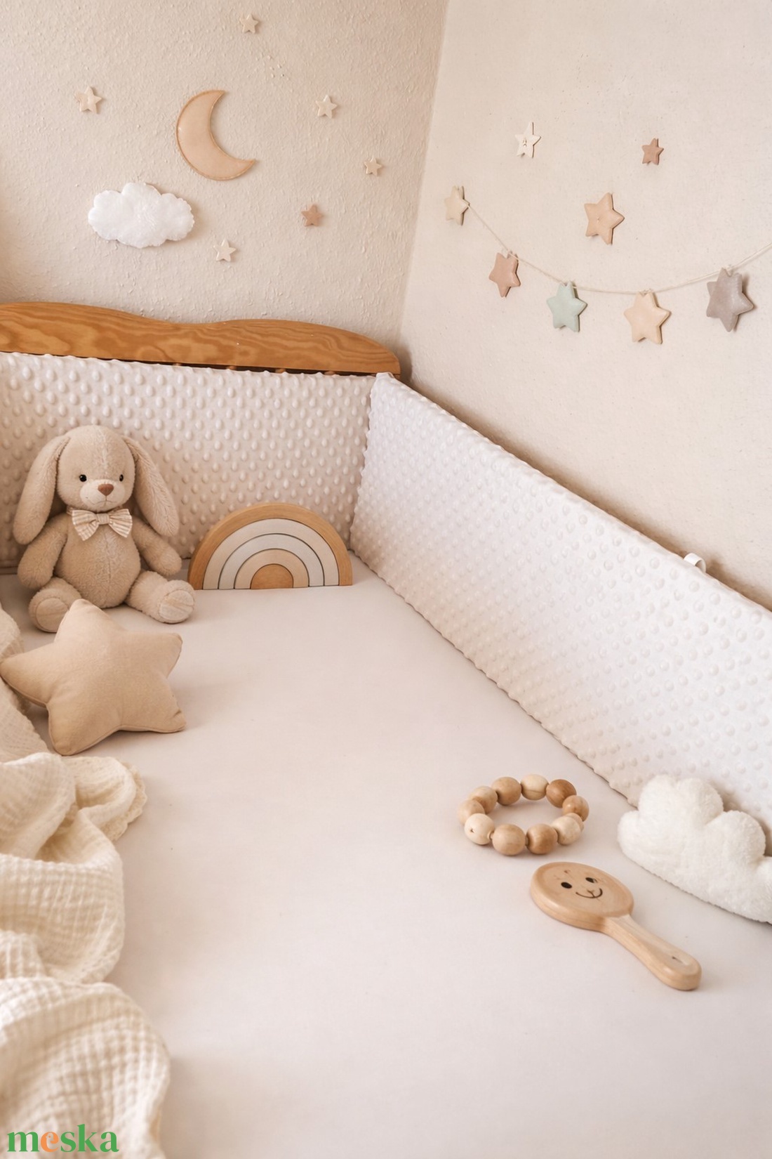 Rácsvédő szivacsos - Bézs - baba - mama - baba ágynemű - rácsvédő & baldachin - Meska.hu