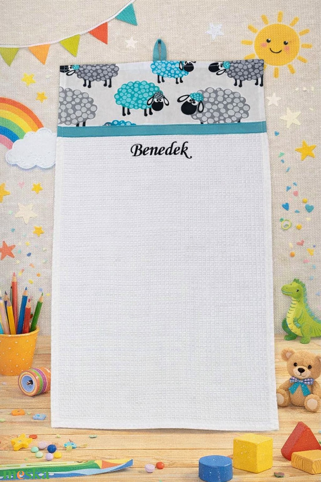 Ovis kéztörlő PRÉMIUM - Bárányfelhő - játék & sport - ovis felszerelés - egyéb ovis kiegészítő - Meska.hu