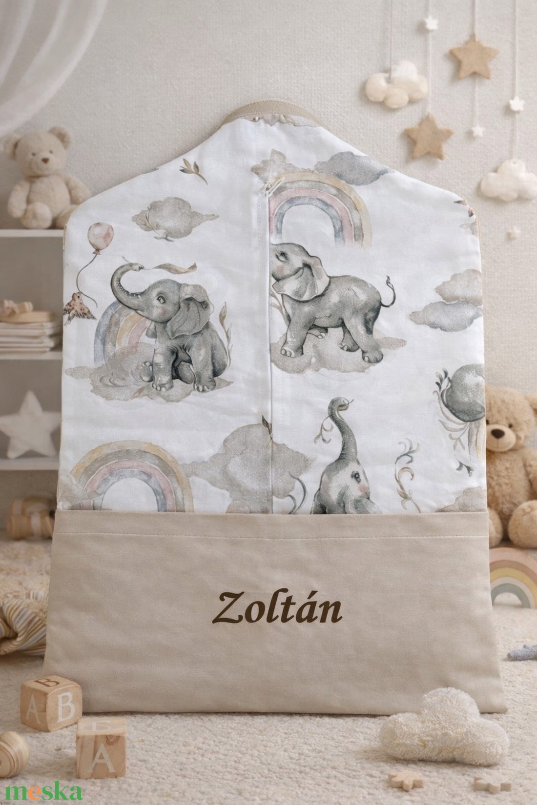 Ovis zsák - Szivárványos elefántmese - játék & sport - ovis felszerelés - ovis szett - Meska.hu