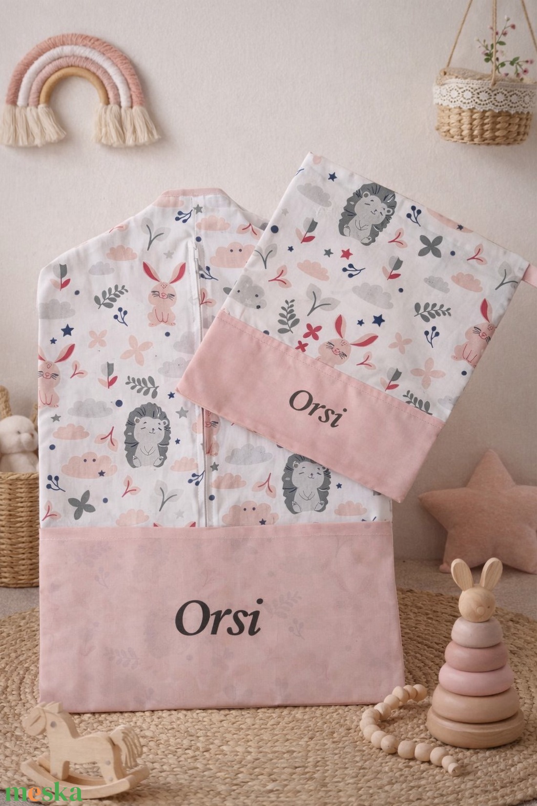 Ovis szett 2 részes - Nyuszi és süni meséi - játék & sport - ovis felszerelés - ovis zsák - Meska.hu
