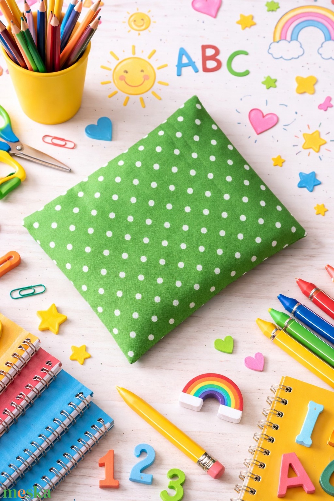 Babzsák - Zöld pöttyös - játék & sport - ovis felszerelés - egyéb ovis kiegészítő - Meska.hu