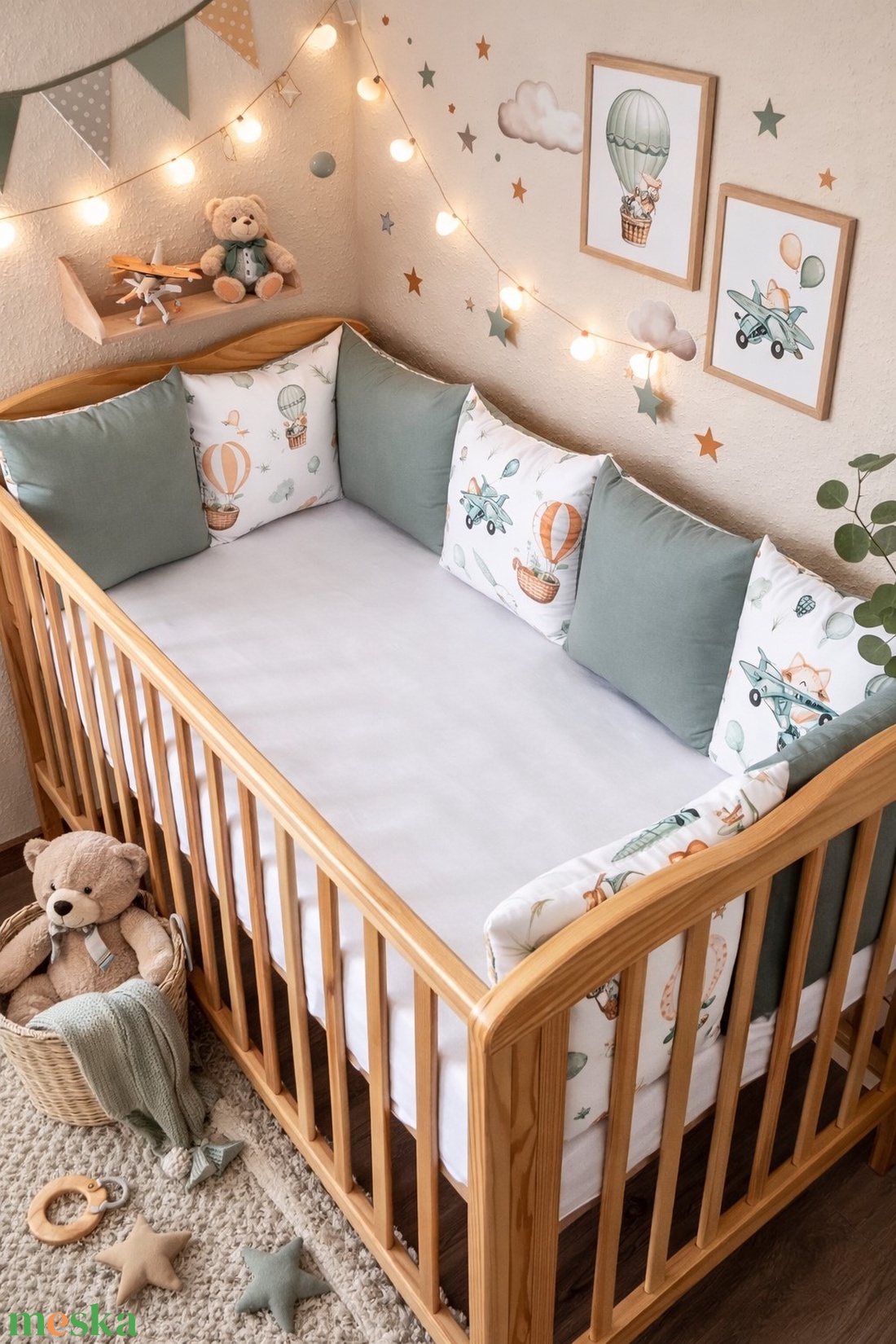 ,,ZOLICA Rácsvédő párnás PRÉMIUM - Repülő álom - baba - mama - baba ágynemű - rácsvédő & baldachin - Meska.hu