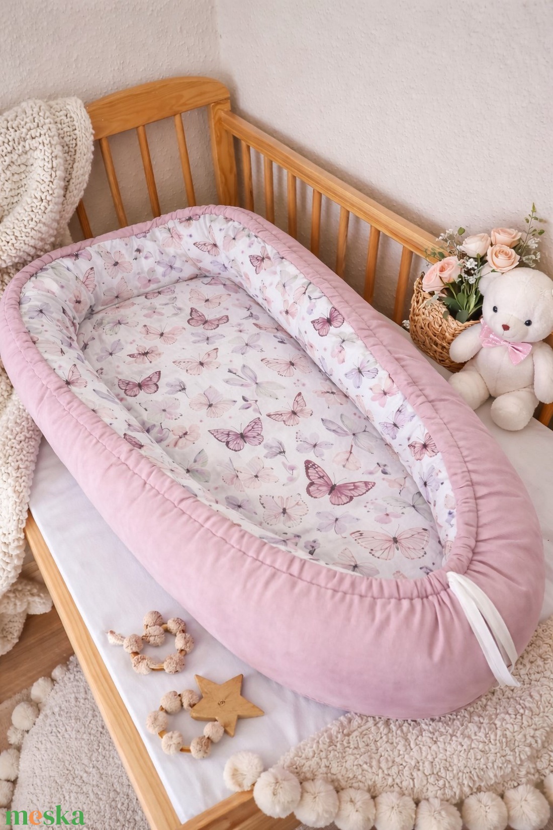 Babafészek csepp alakú - Pillangóliget - baba - mama - baba ágynemű - babafészek - Meska.hu