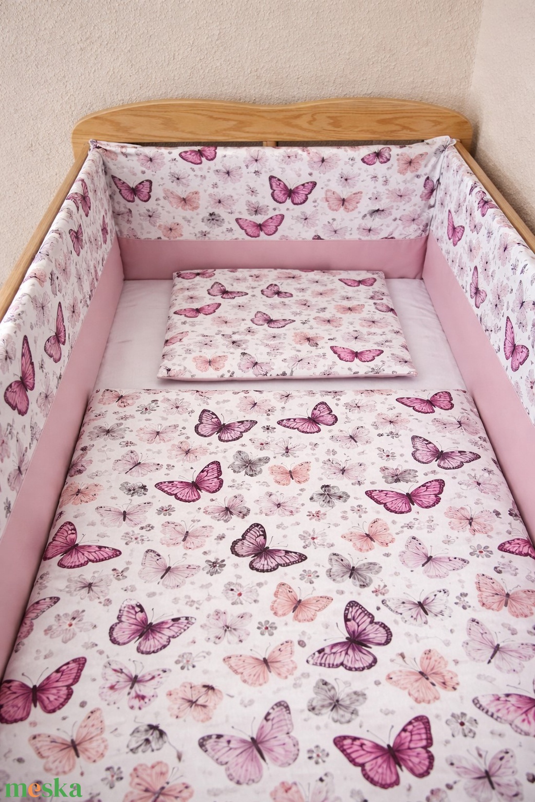 Babaágynemű szett 3 részes - Pillangóliget - baba - mama - baba ágynemű - rácsvédő & baldachin - Meska.hu